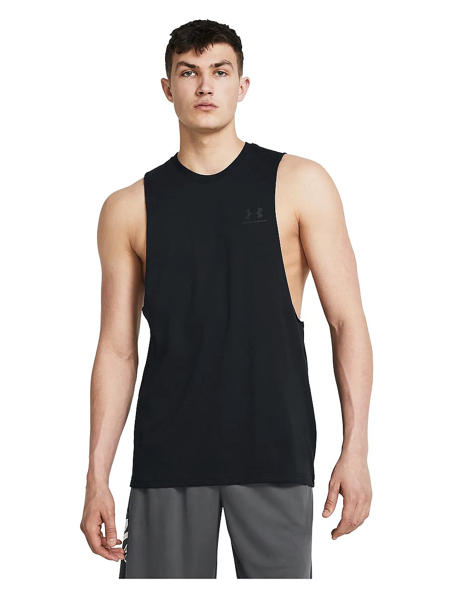 Under Armour - UA LEFT CHEST CUT OFF TANK - tank tops - black - 0