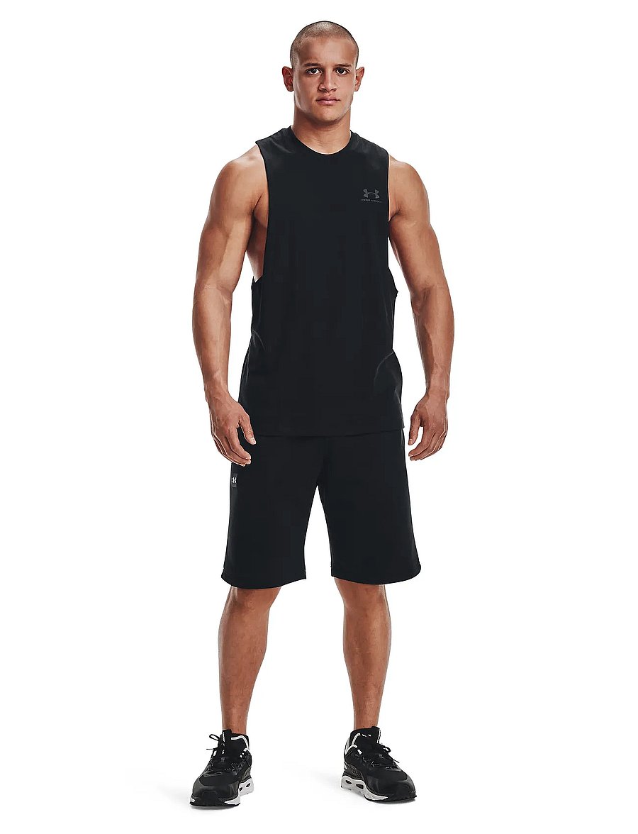 Under Armour - UA LEFT CHEST CUT OFF TANK - tank tops - black - 4