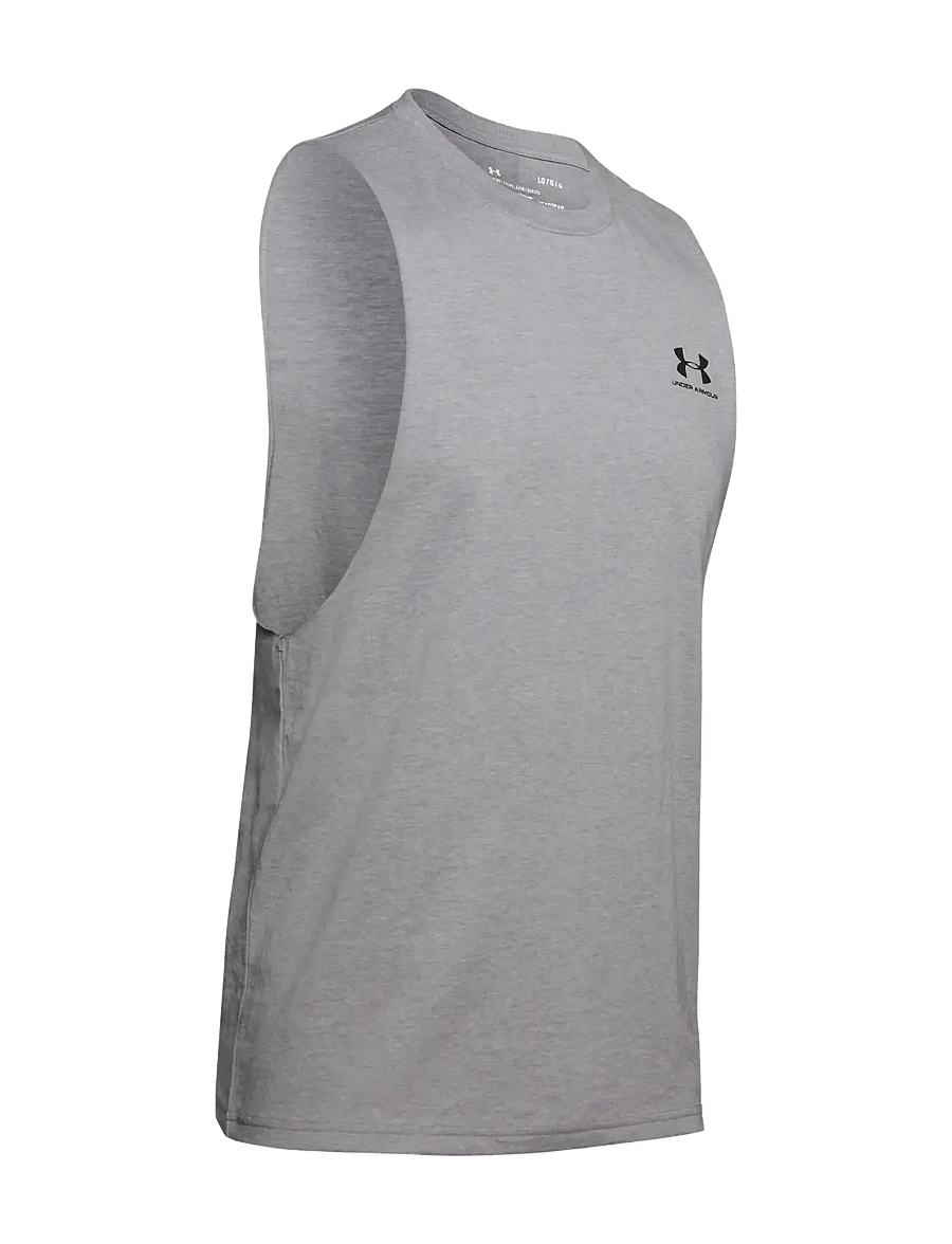 Under Armour - UA LEFT CHEST CUT OFF TANK - Õlapaeltega pluusid - steel light heather - 1