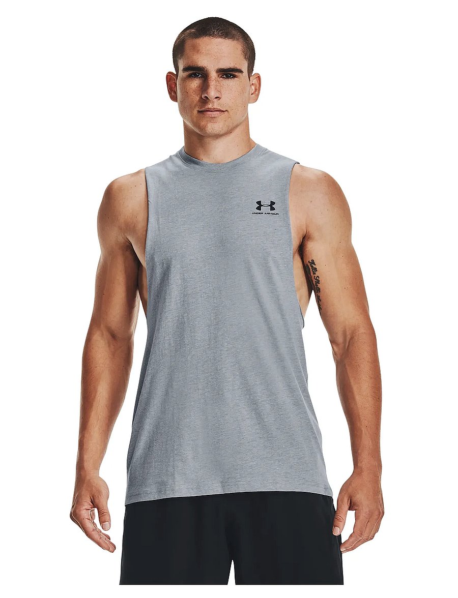 Under Armour - UA LEFT CHEST CUT OFF TANK - Õlapaeltega pluusid - steel light heather - 0