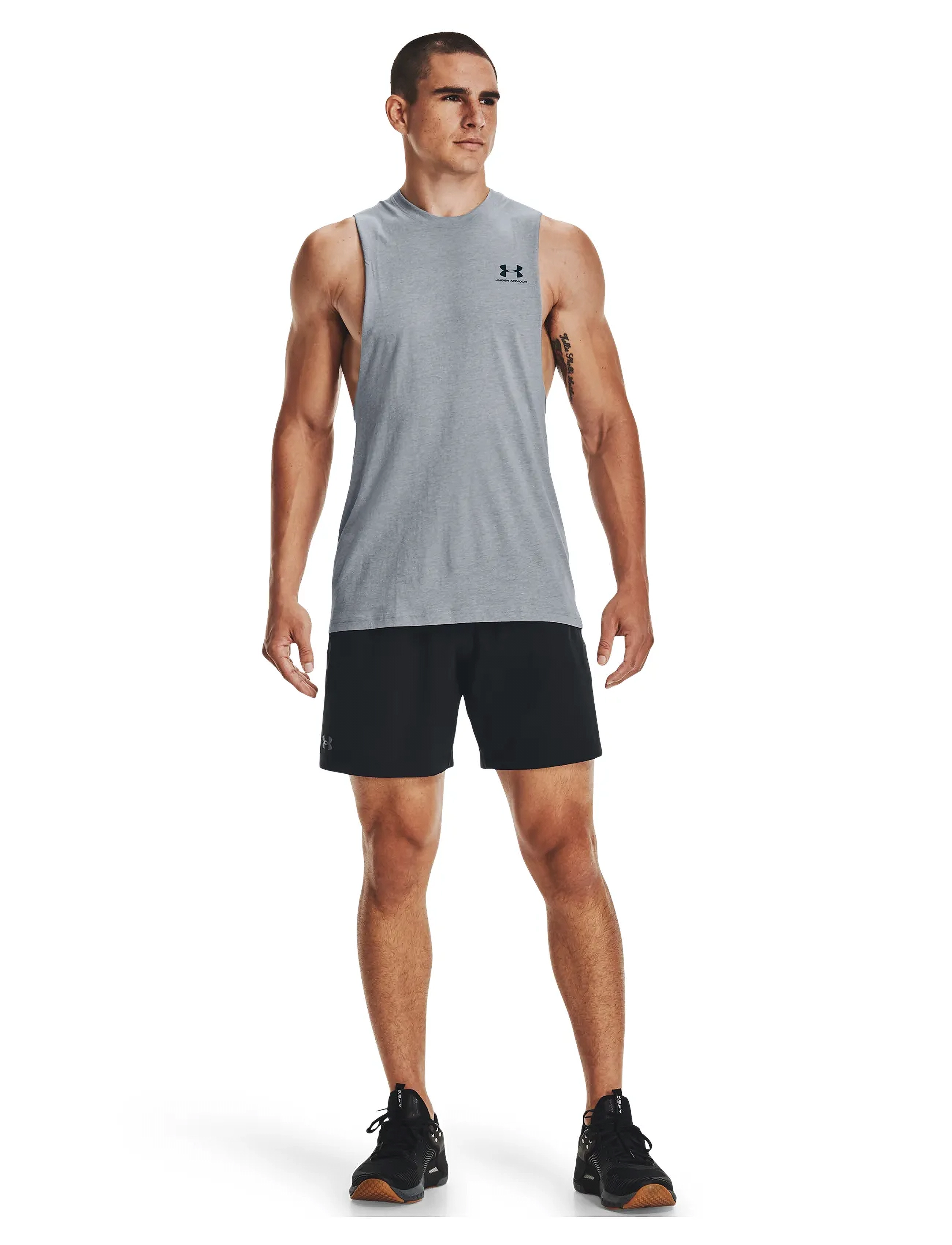 Under Armour - UA LEFT CHEST CUT OFF TANK - steel light heather - 4