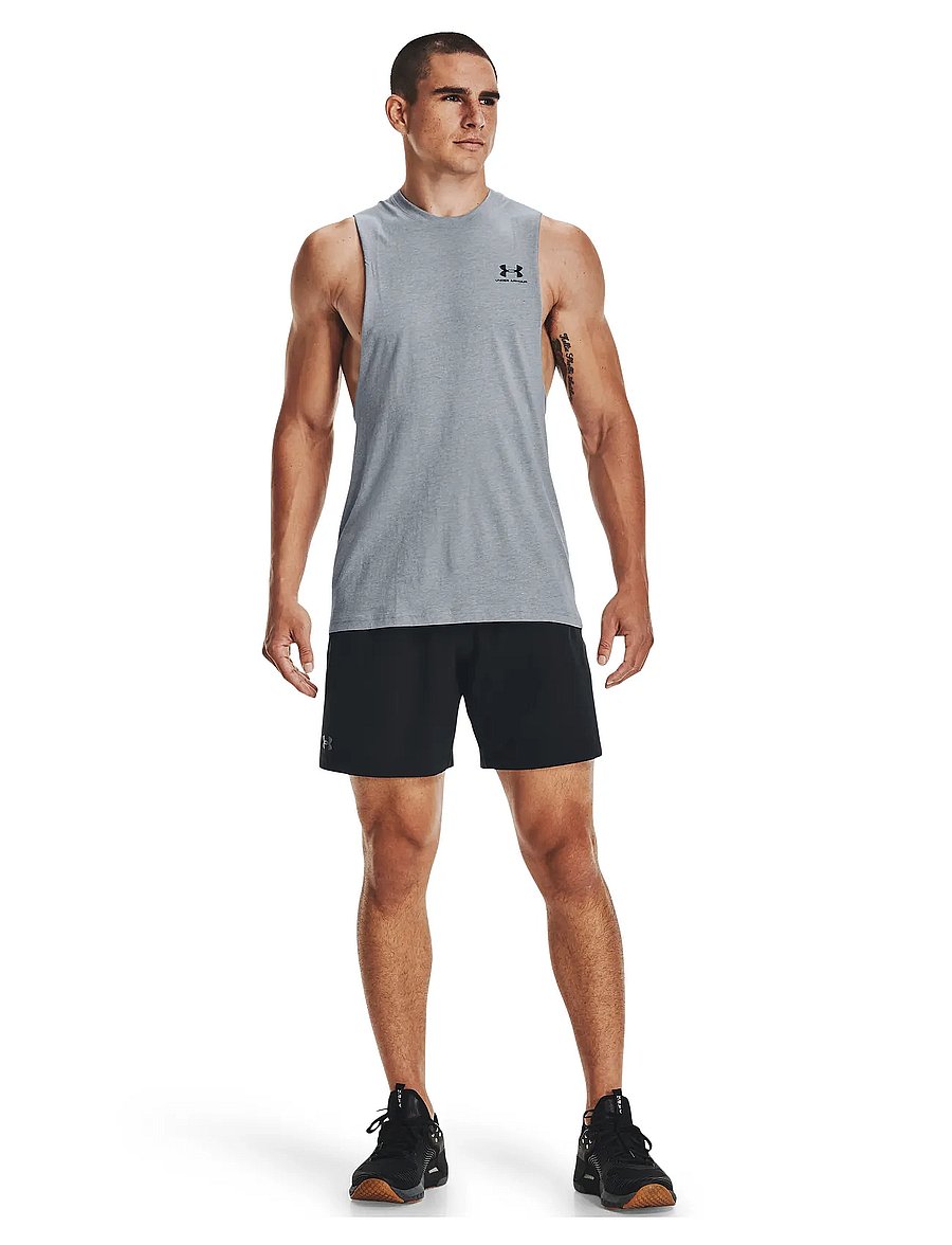 Under Armour - UA LEFT CHEST CUT OFF TANK - Õlapaeltega pluusid - steel light heather - 4