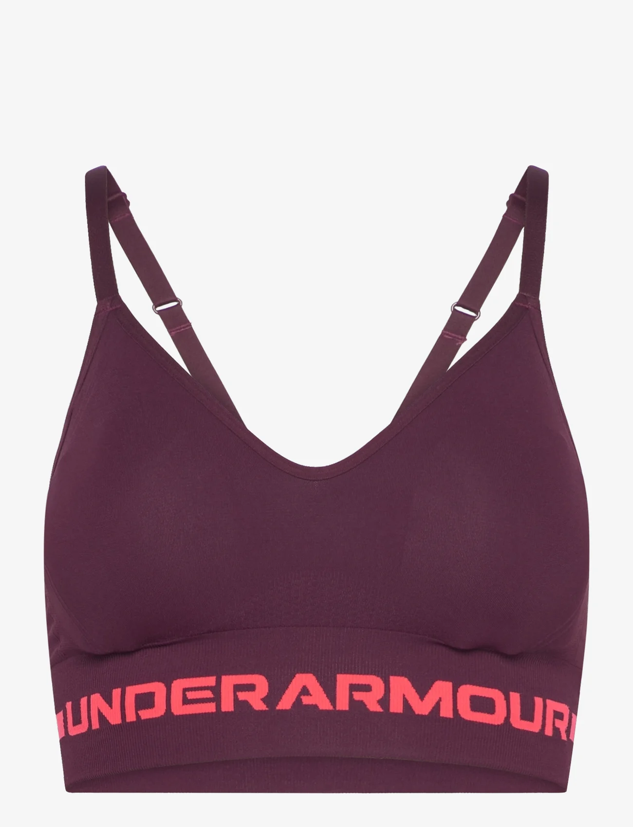 Under Armour - UA Seamless Low Long Bra - najniższe ceny - dark maroon - 0
