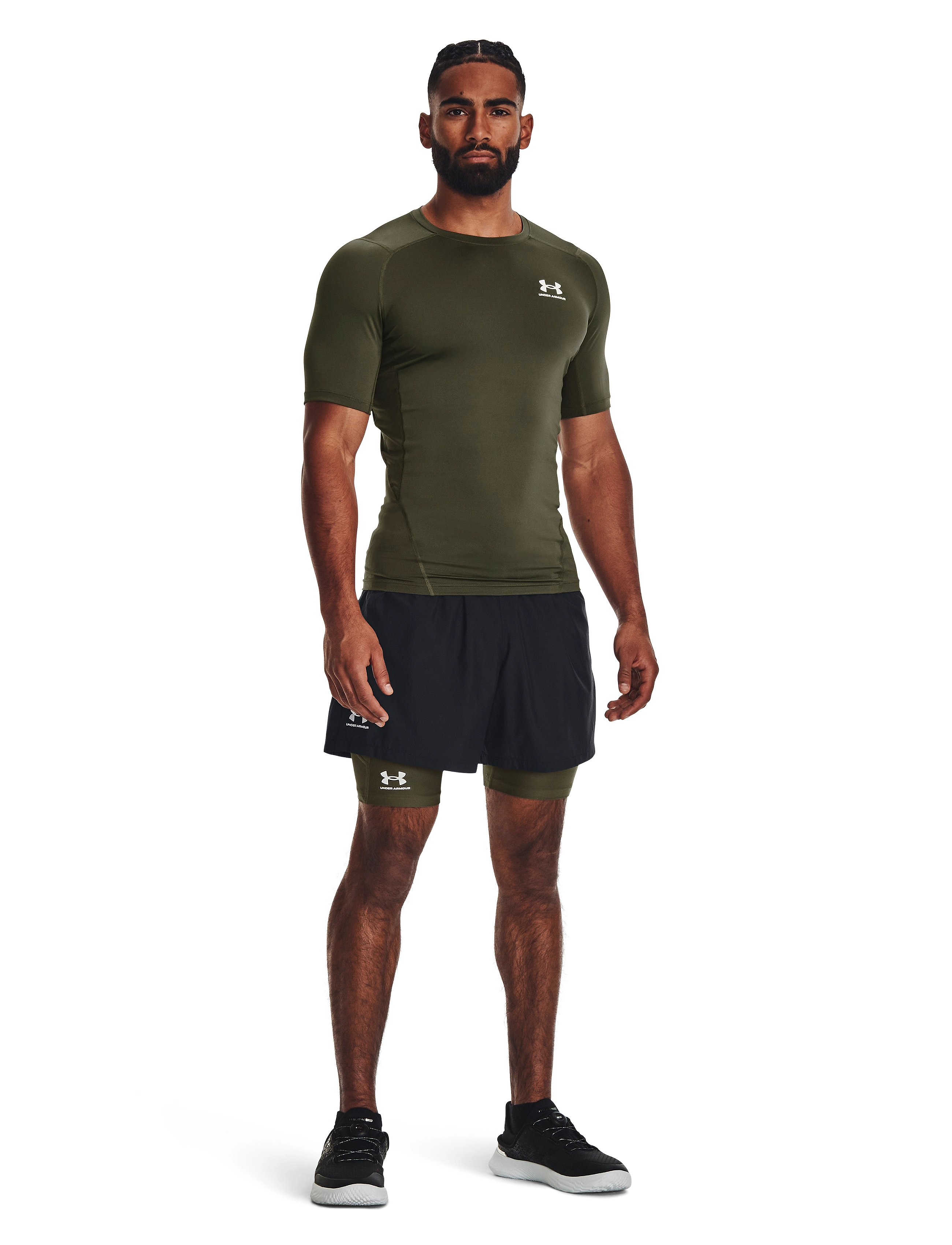 Under Armour Ua Hg Comp Ss, L, T-shirts, Khakigrün - Short-sleeved, Männerswear