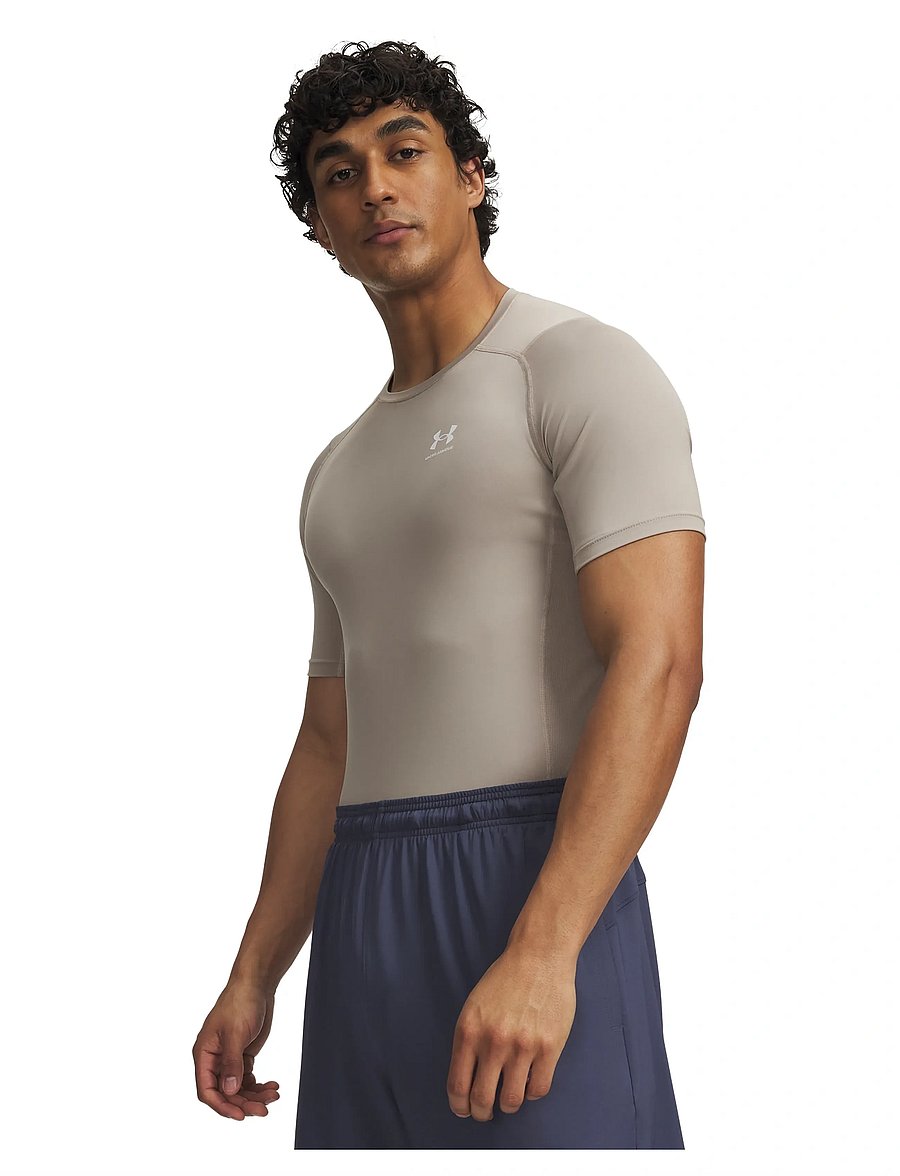 Under Armour - UA HG Armour Comp SS - t-shirts - timberwolf taupe - 0