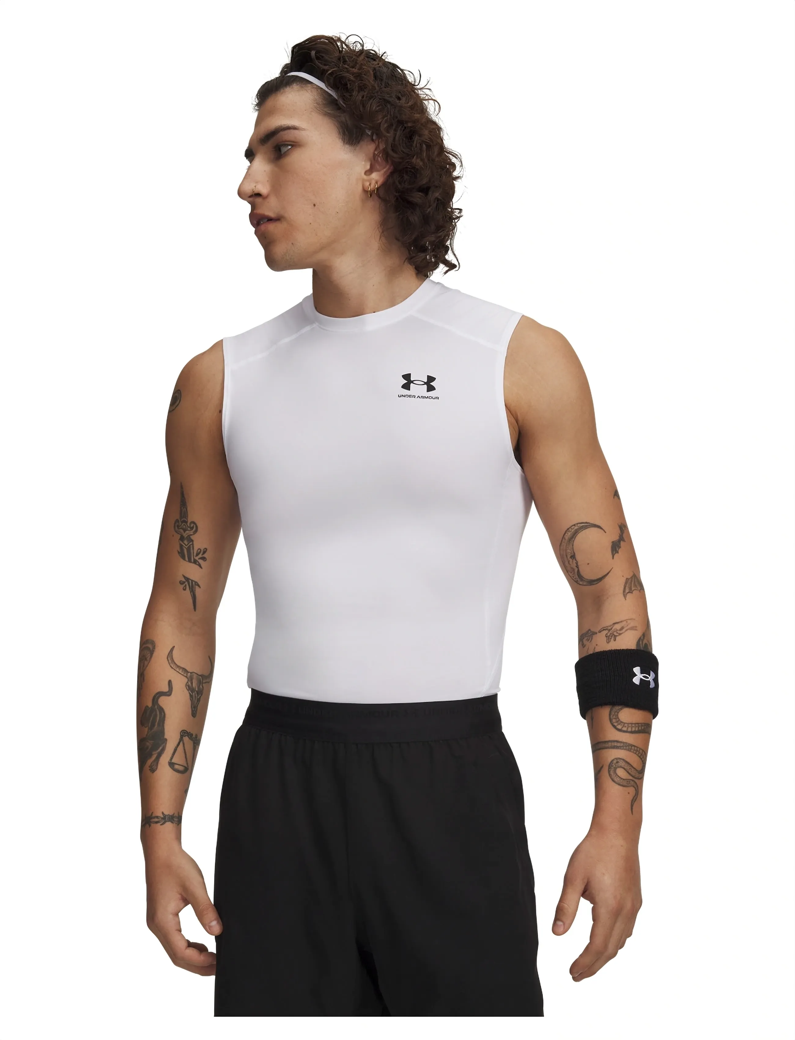 Under Armour Ua Hg Comp Sl, S, T-shirts, Weiß - Sleeveless, Männerswear