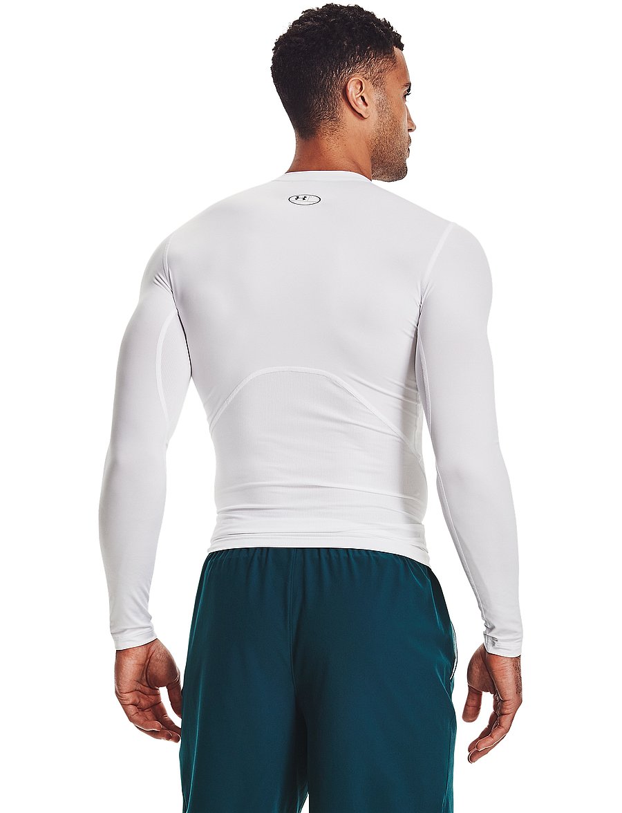Under Armour - UA HG Armour Comp LS - langærmede t-shirts - white - 3