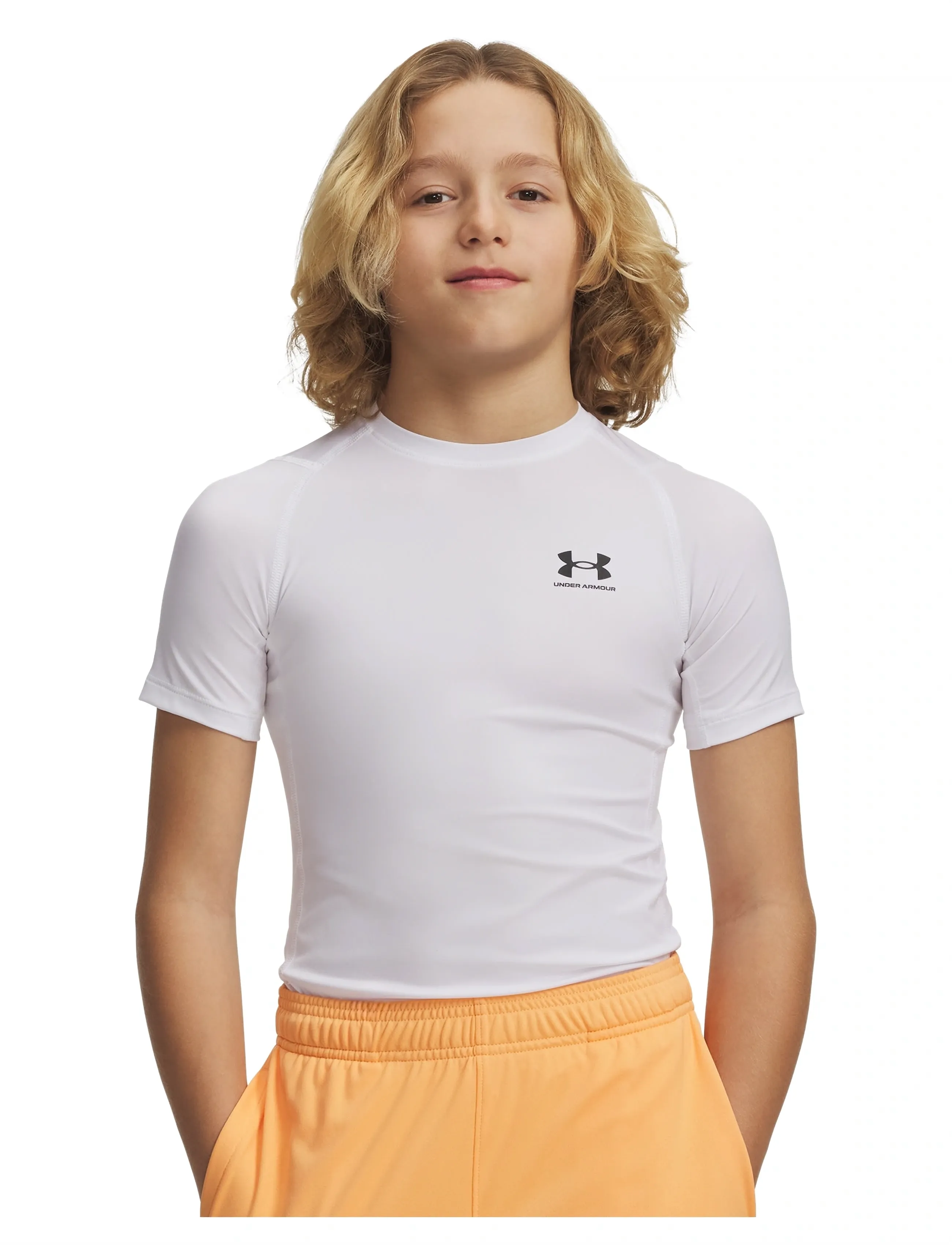 Under Armour Ua Hg Ss, 122-128, T-shirts, Weiß - Short-sleeved, Kinder