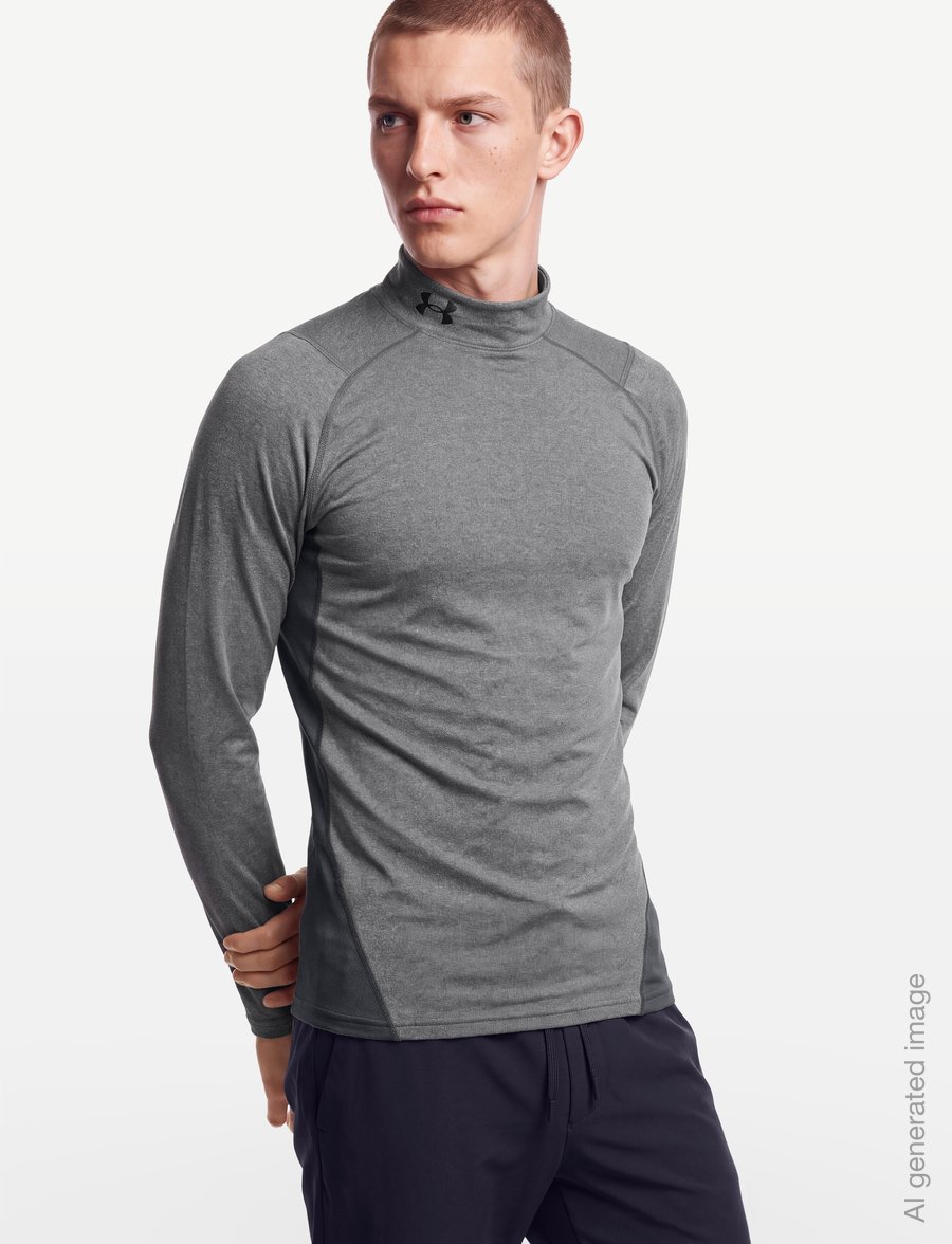 Under Armour - UA CG Armour Fitted Mock - langarmshirts - charcoal light heather - 3