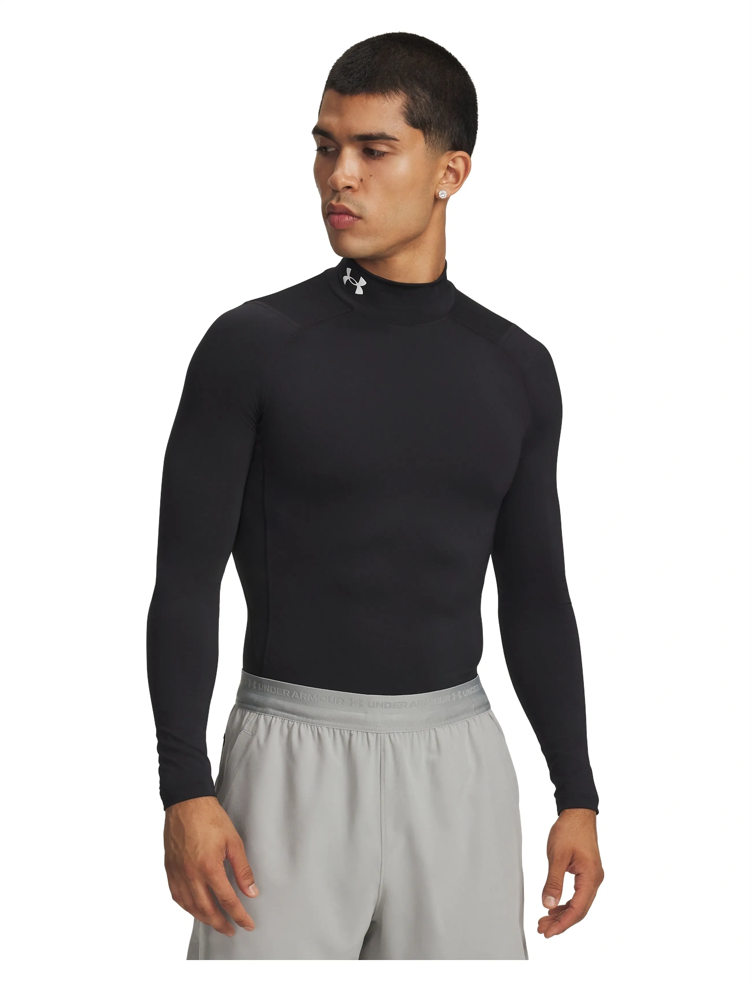 Under Armour Ua Hg Comp Mock Ls, XS, T-shirts, Schwarz - Long-sleeved, Männerswear