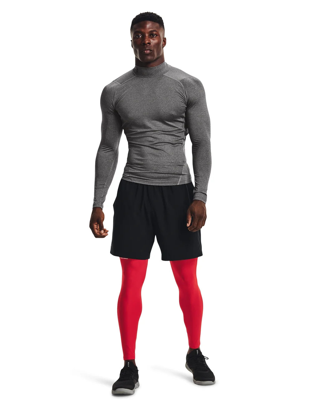 Under Armour - UA HG Armour Comp Mock LS - långärmade tröjor - carbon heather - 0