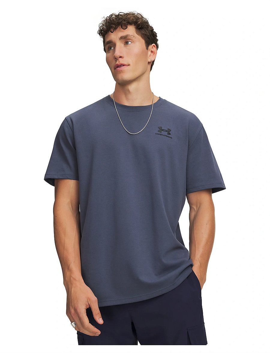 Under Armour - UA M LOGO EMB HEAVYWEIGHT SS - oberteile & t-shirts - downpour gray - 0