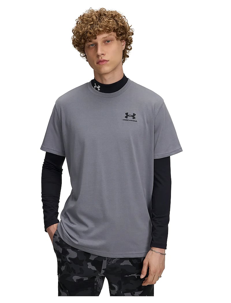 Under Armour - UA M LOGO EMB HEAVYWEIGHT SS - t-shirts - titan gray - 0