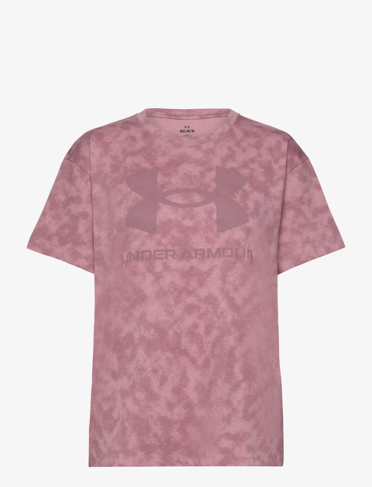 Under Armour - UA LOGO AOP HEAVYWEIGHT SS - t-shirts - pink elixir - 0