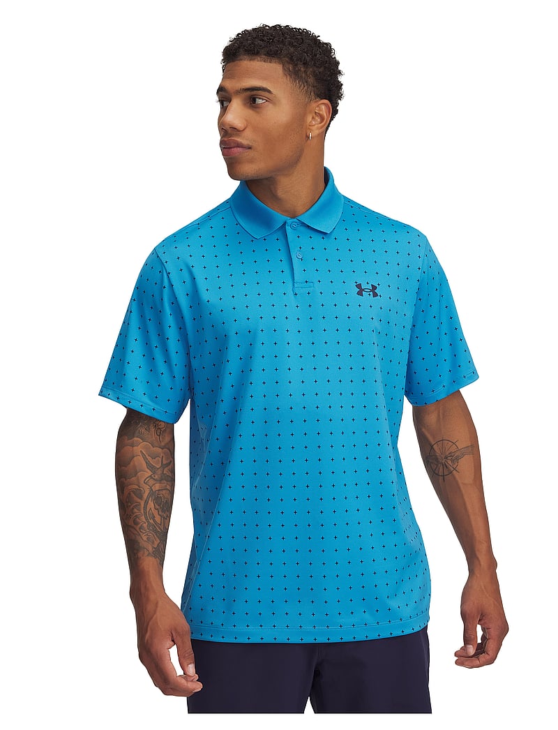 Under Armour - UA Matchplay Printed Polo - toppar & t-shirts - ether blue - 0