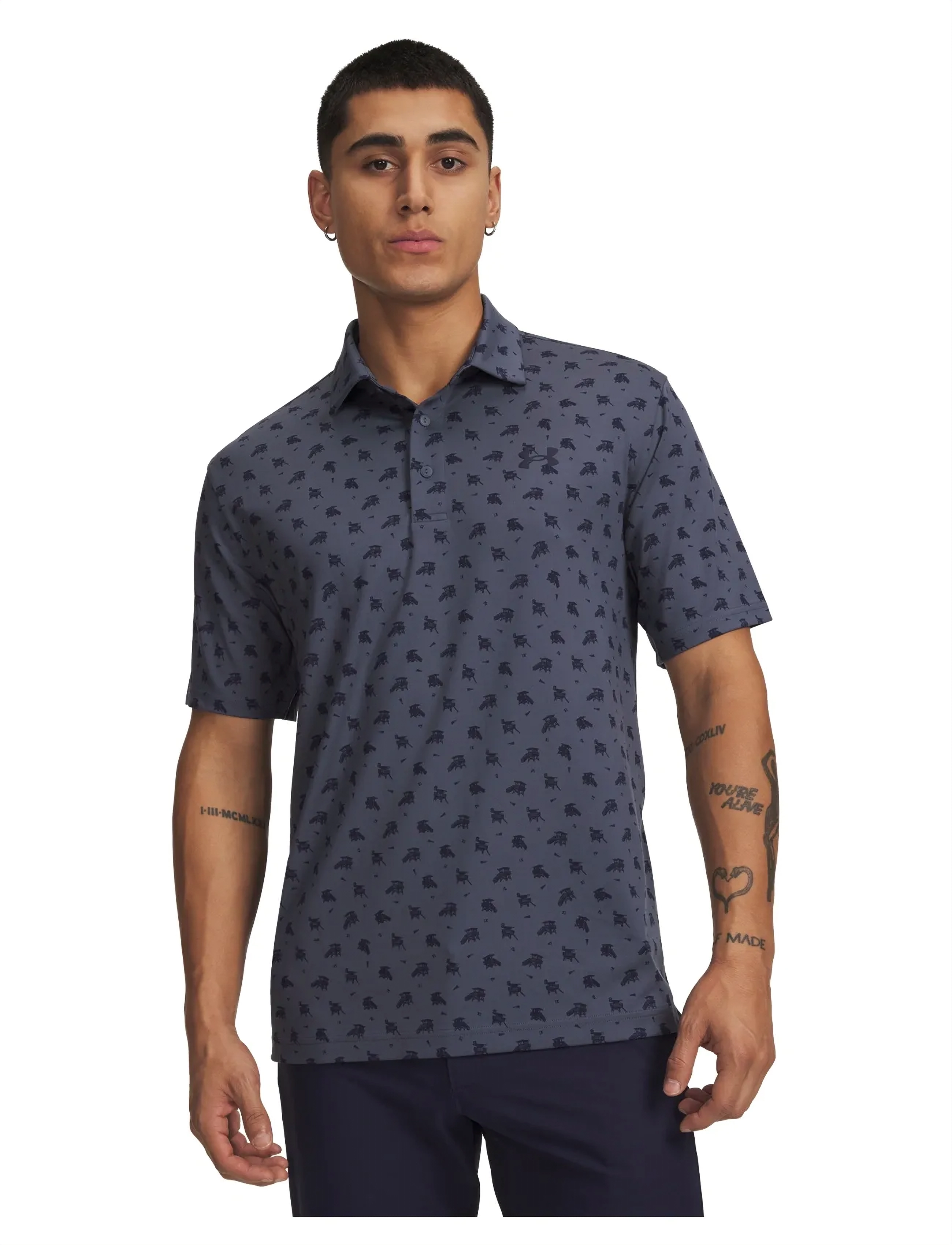 Under Armour Ua Playoff 3.0 Printed Polo, S, Sport Polos, Grau - Short-sleeved Männerswear