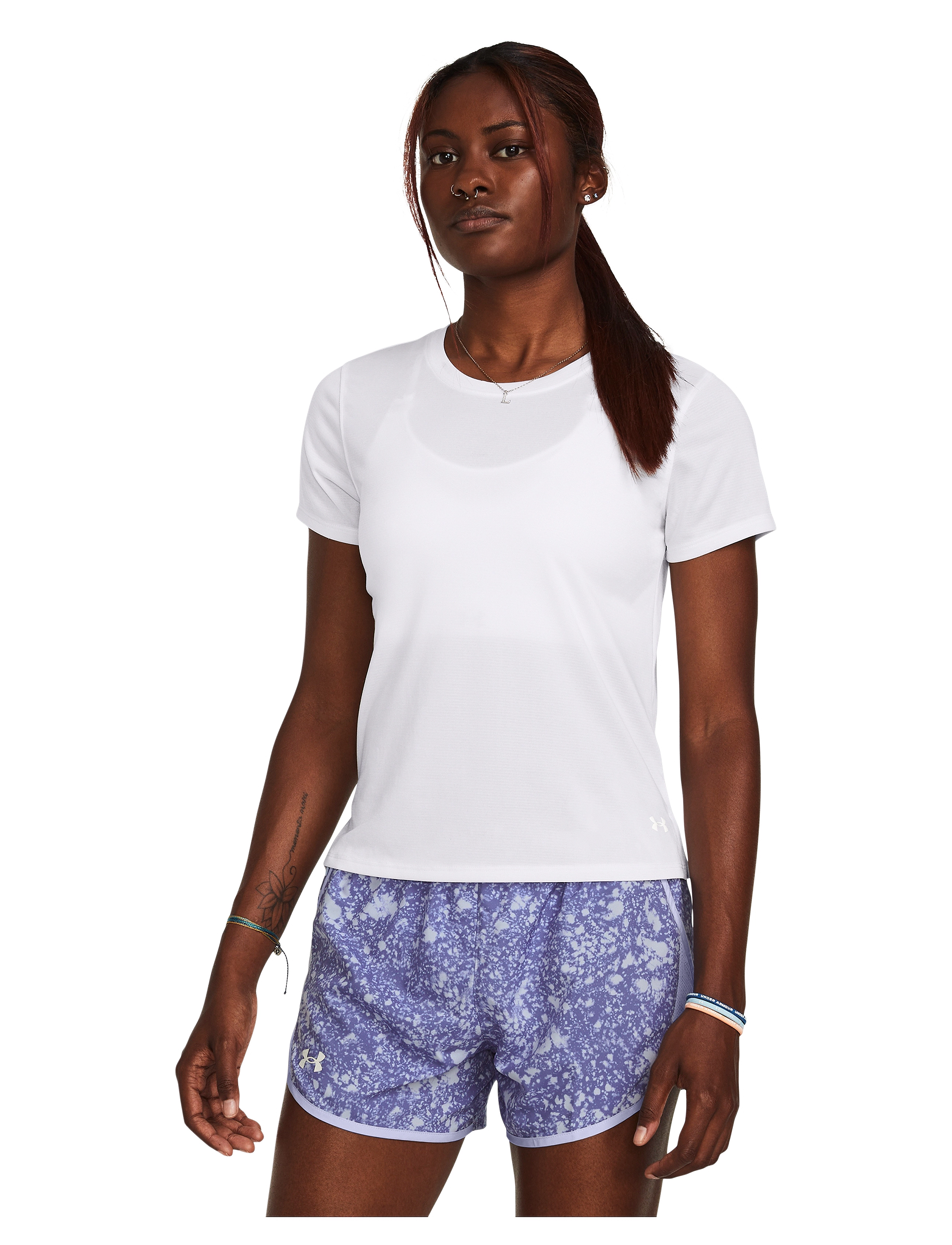 Under Armour Ua Launch Shortsleeve, L, White, T-Shirts & Toppe > Kortærmede, Dame