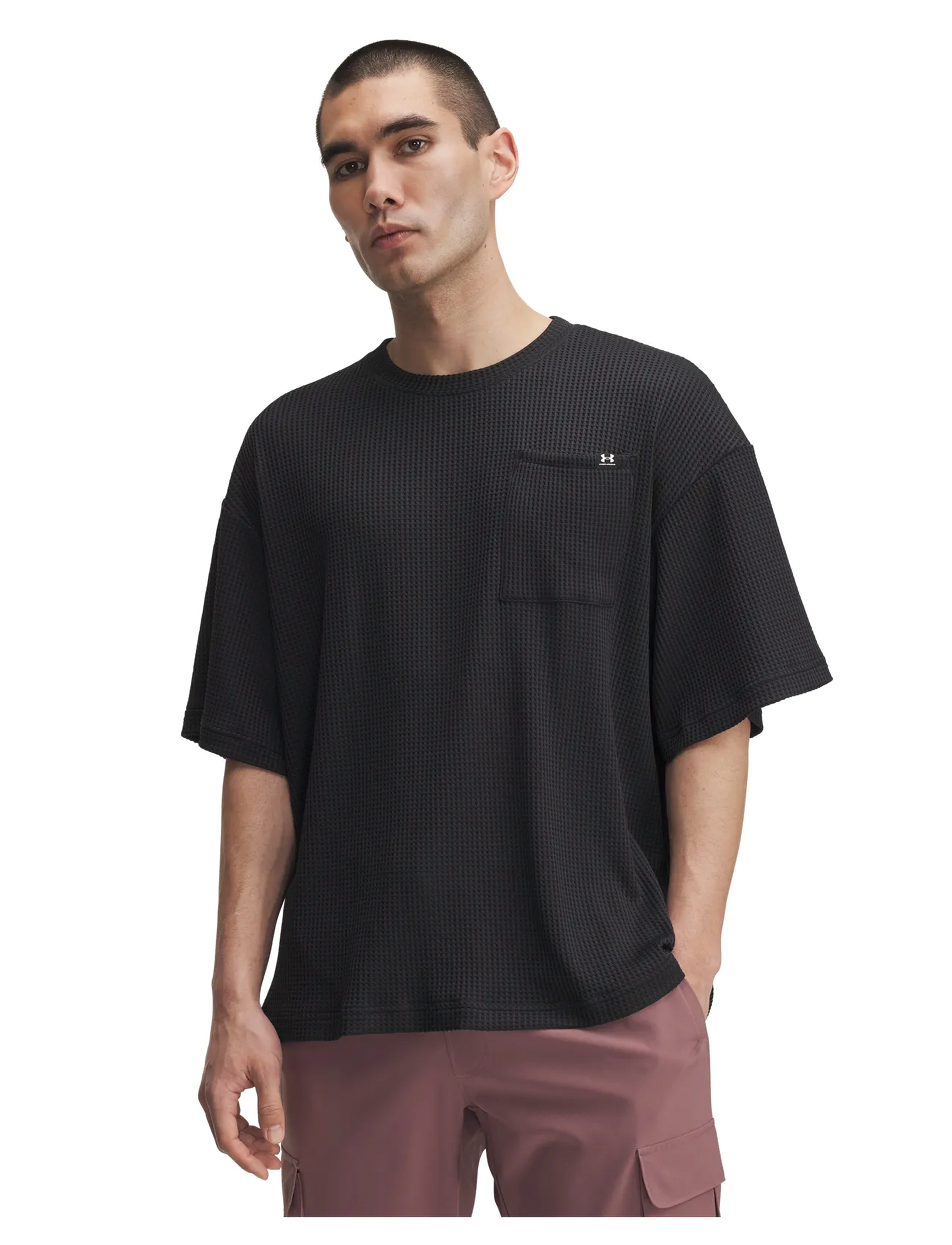 Under Armour UA Rival Waffle Crew - Kurzärmelig - BLACK / black