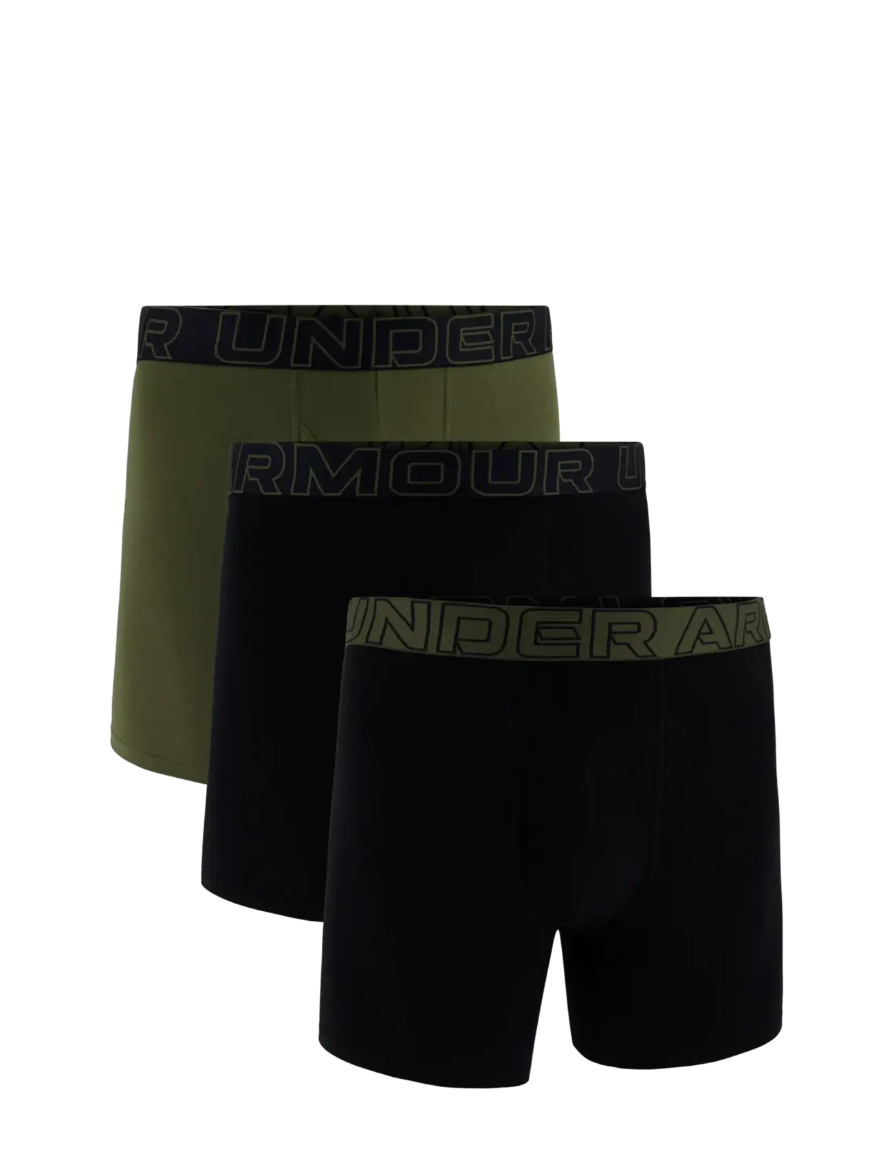 UA PERFORMANCE COTTON - SOLID 6" 3pk - BLACK W/MARINE OD