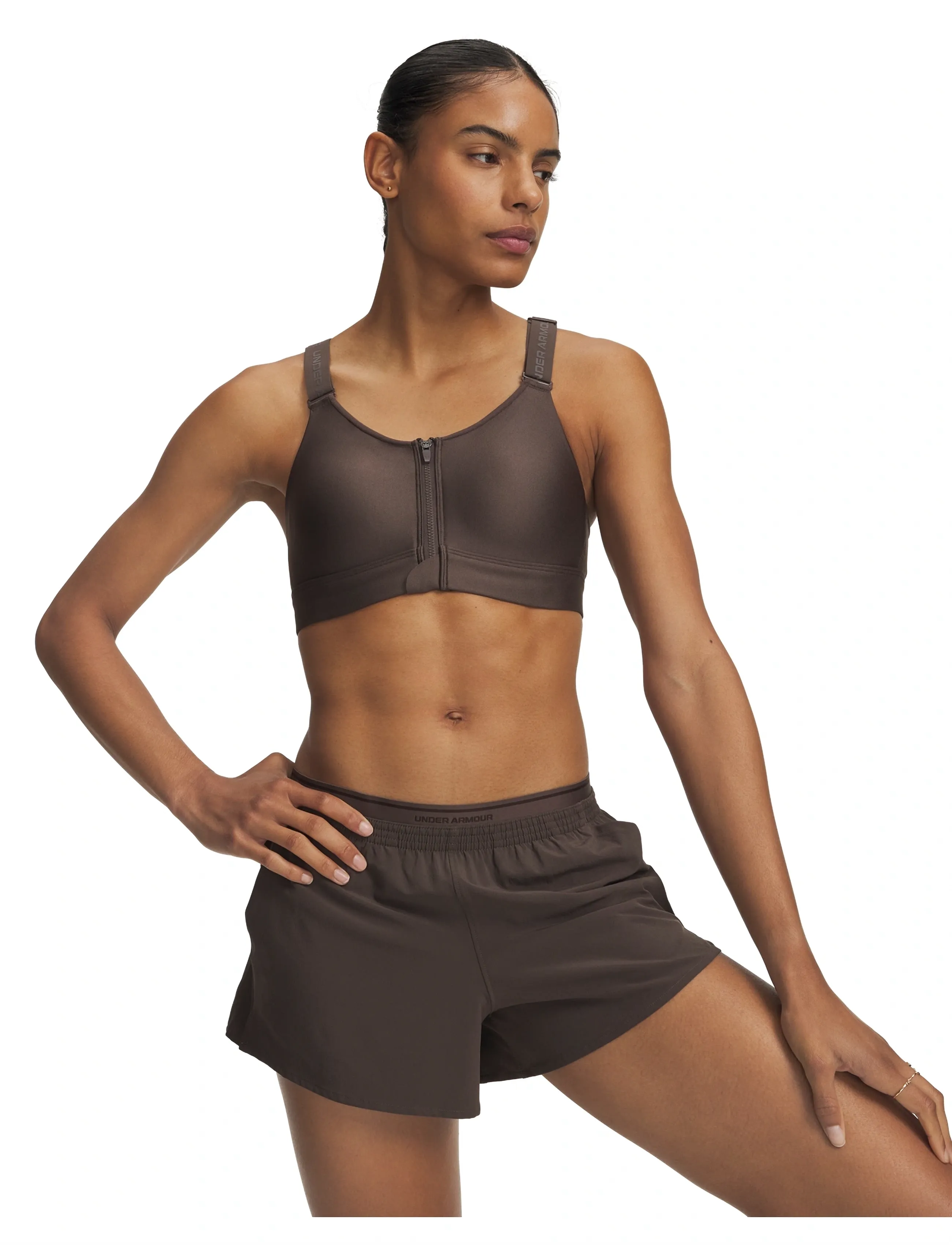 Under Armour - UA Infinity High Zip 2.0 Bra - spordi-rinnahoidjad - peppercorn - 0