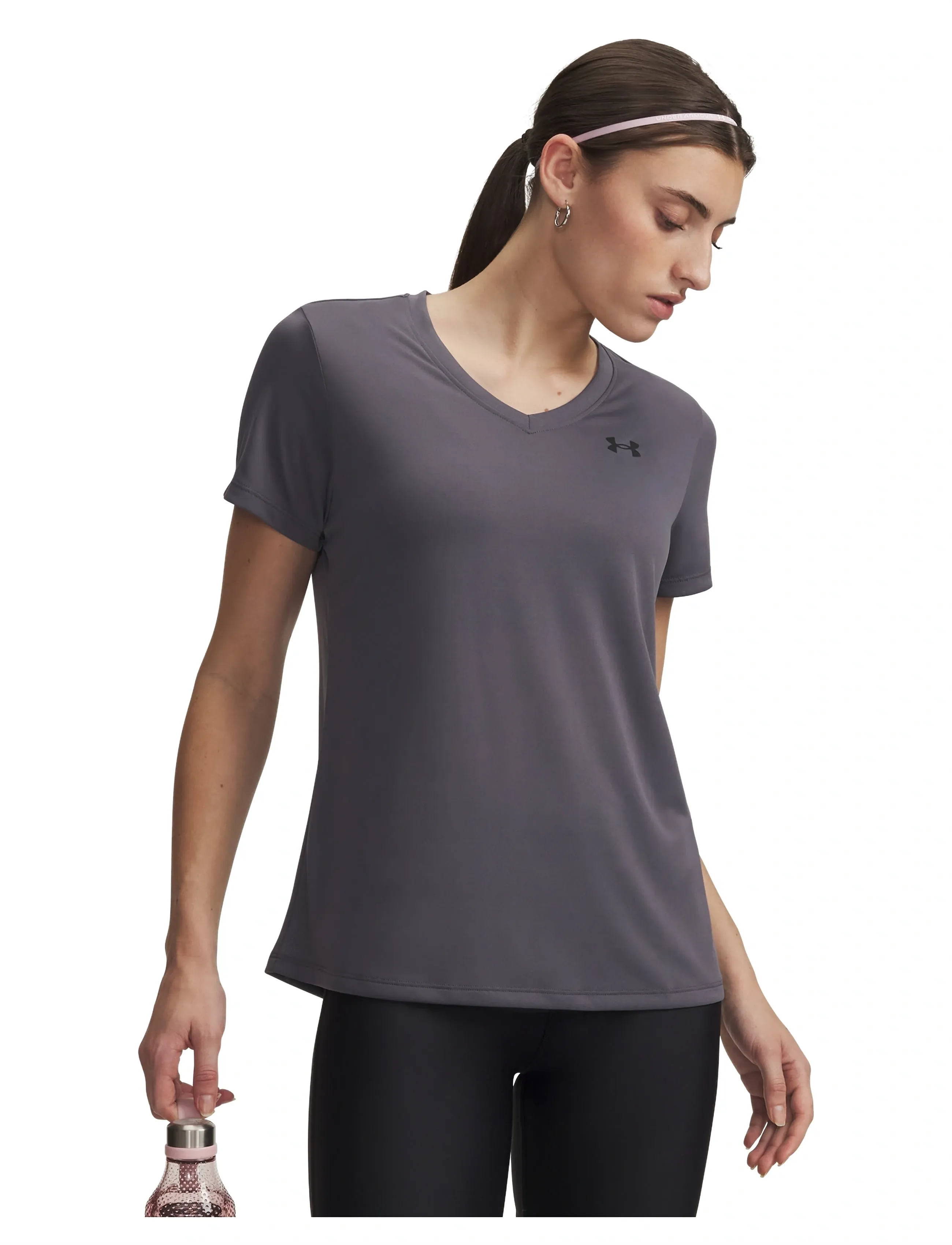 Under Armour Tech Ssv- Solid, Kvinder, V-Hals Tech T-Shirt, Grå, Str: S