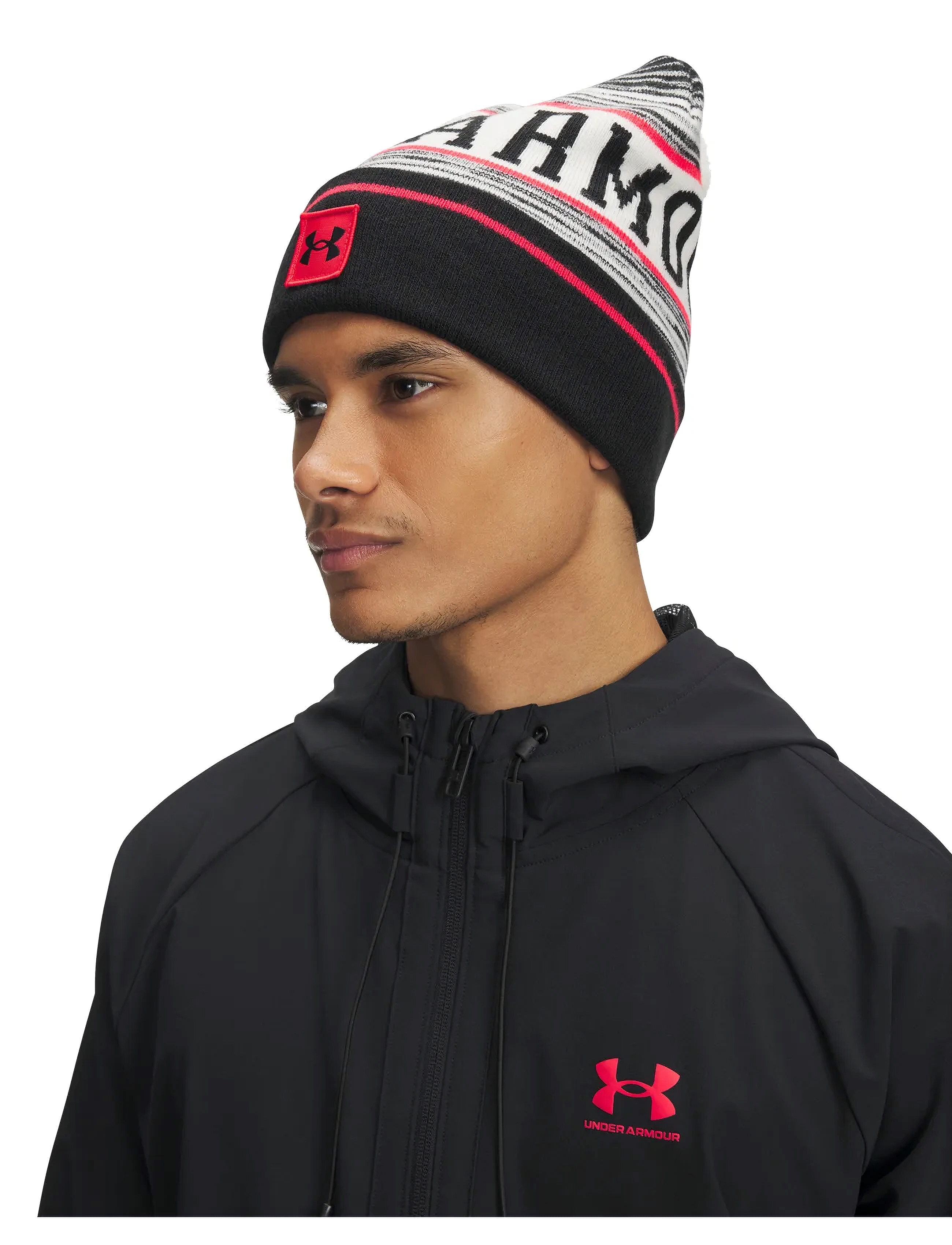 Under Armour M Halftime Pom Beanie, One Size, Multi/patterned, Sport Accessories > Sport Beanies, Herre
