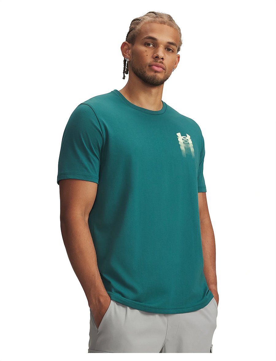 Under Armour - UA M BLUR LOGO SS - alussärgid ja t-särgid - rack green - 0