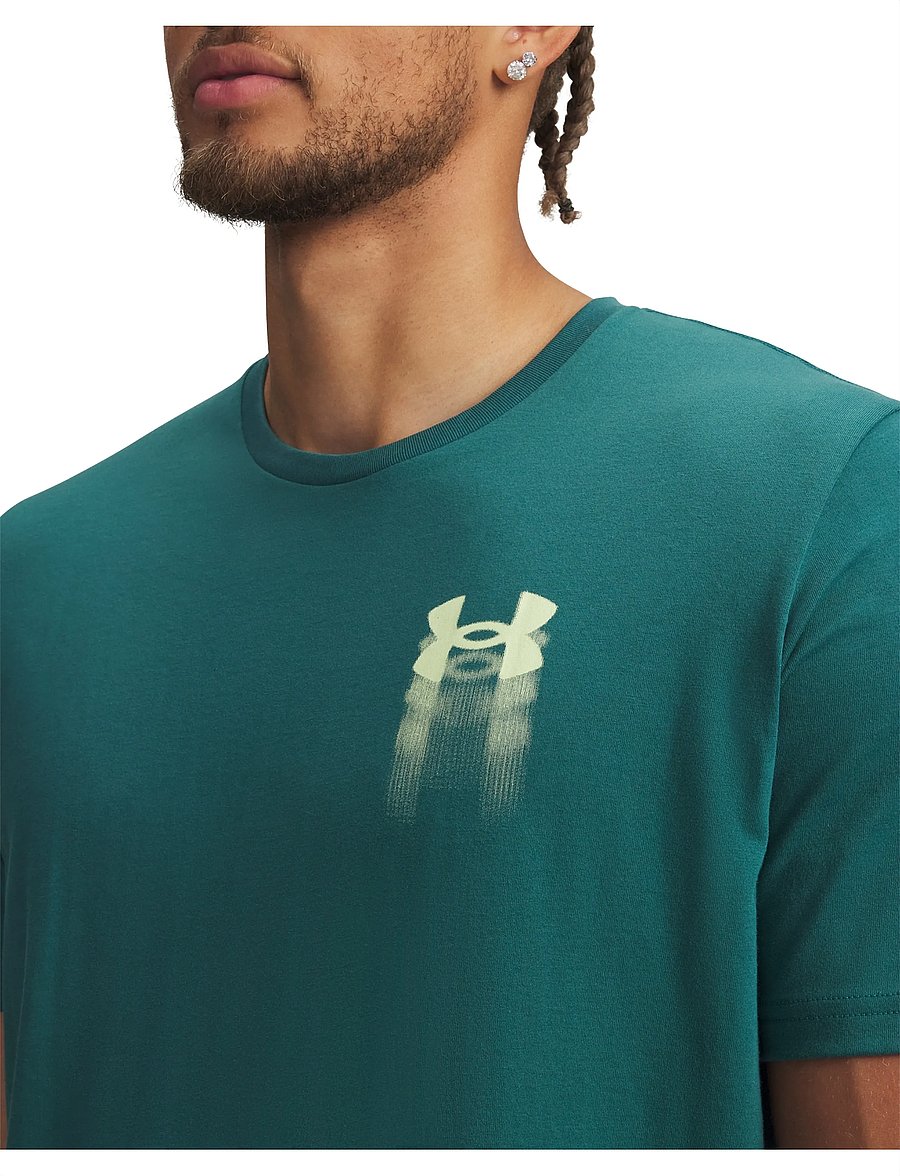 Under Armour - UA M BLUR LOGO SS - alussärgid ja t-särgid - rack green - 4
