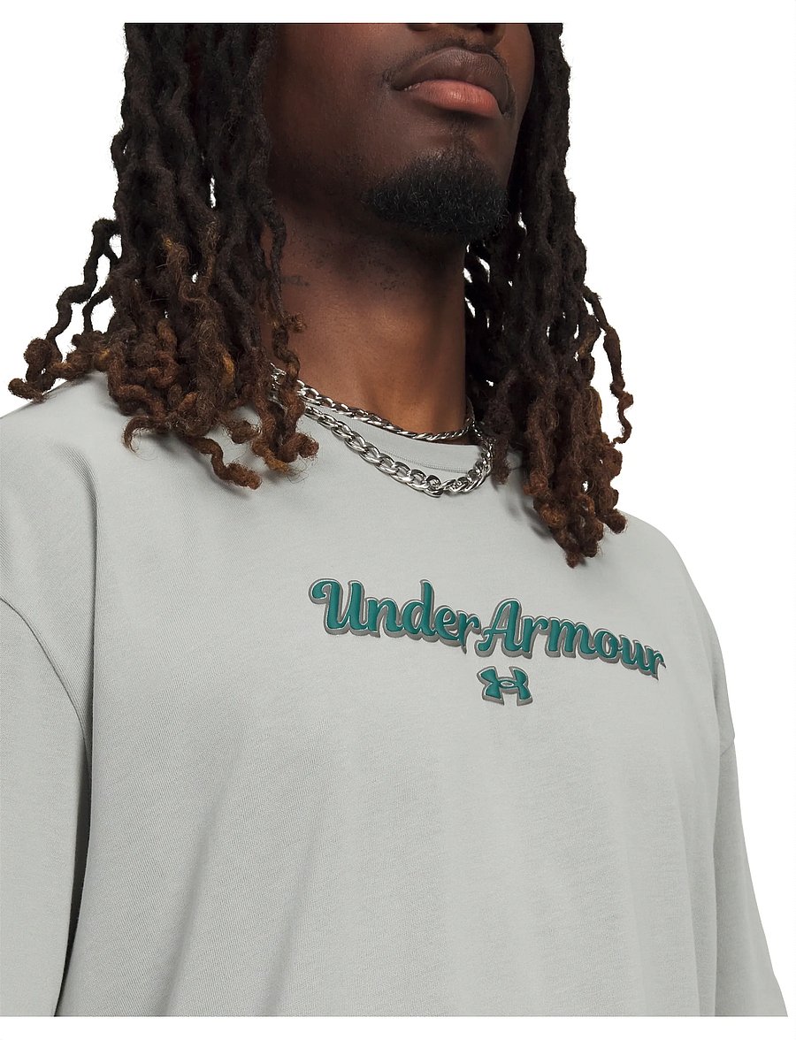 Under Armour - UA M HWT WM SS - t-shirts - titanium - 4