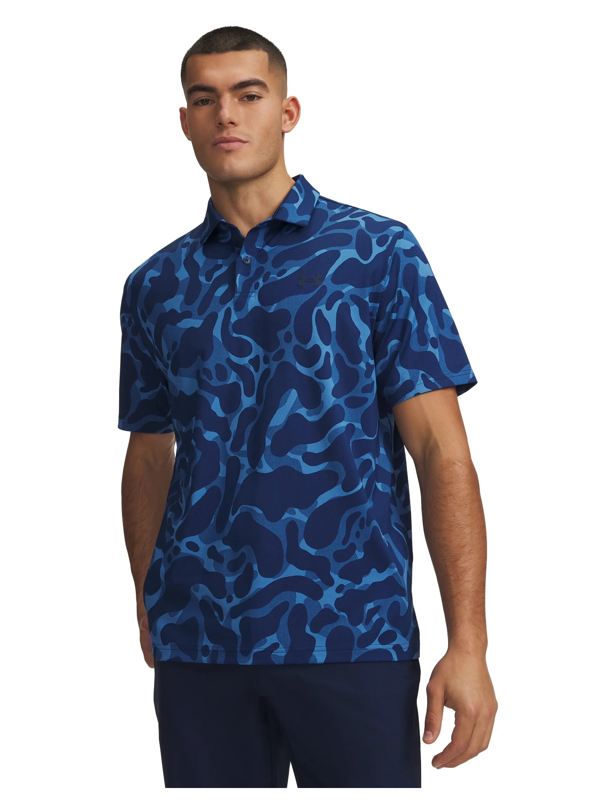 Under Armour Ua Matchplay Printed Polo, Mænd, Printet Poloshirt, Blå, Str: M