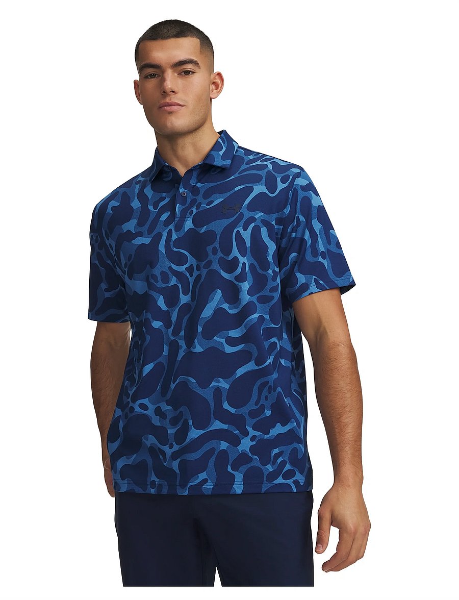 Under Armour - UA Matchplay Printed Polo - toppe & t-shirts - aegean blue - 0