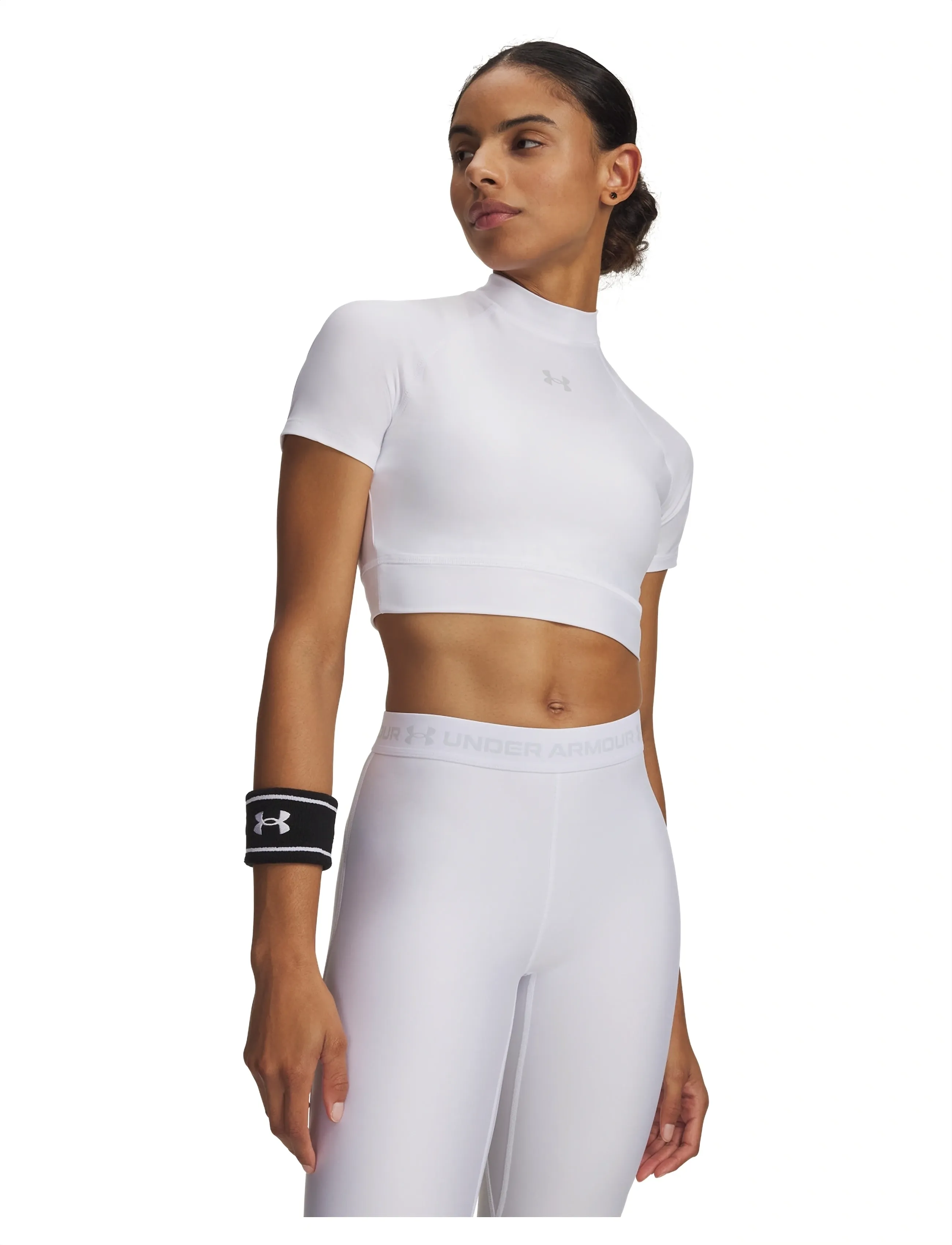 Under Armour Heatgear Crop Mock Ss, M, White, Sport Crop Overdele > Sport Short-sleeved Crop Overdele, Dame