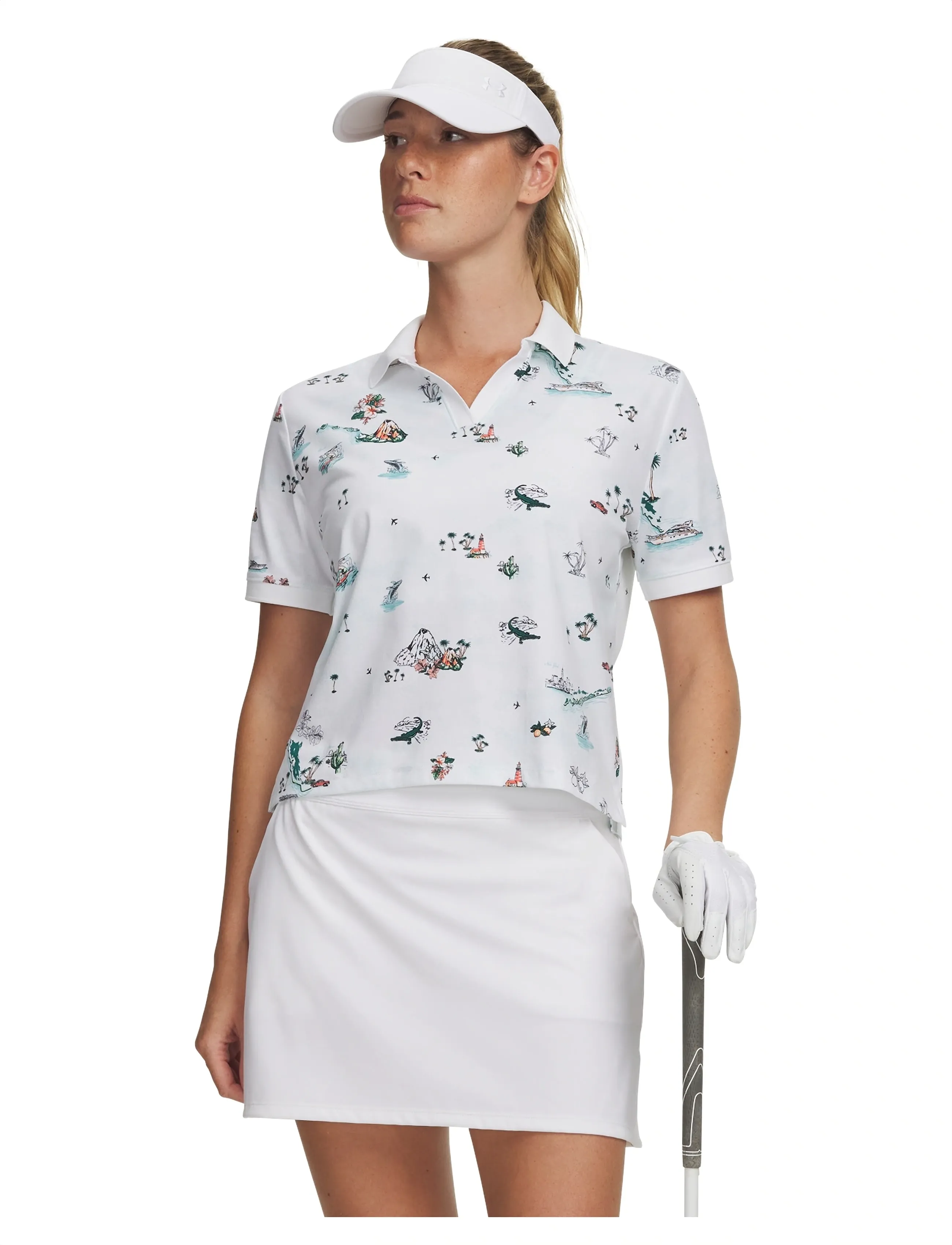 Under Armour UA Drive Golf Trip Polo - T-shirts & Toppar - WHITE / multi