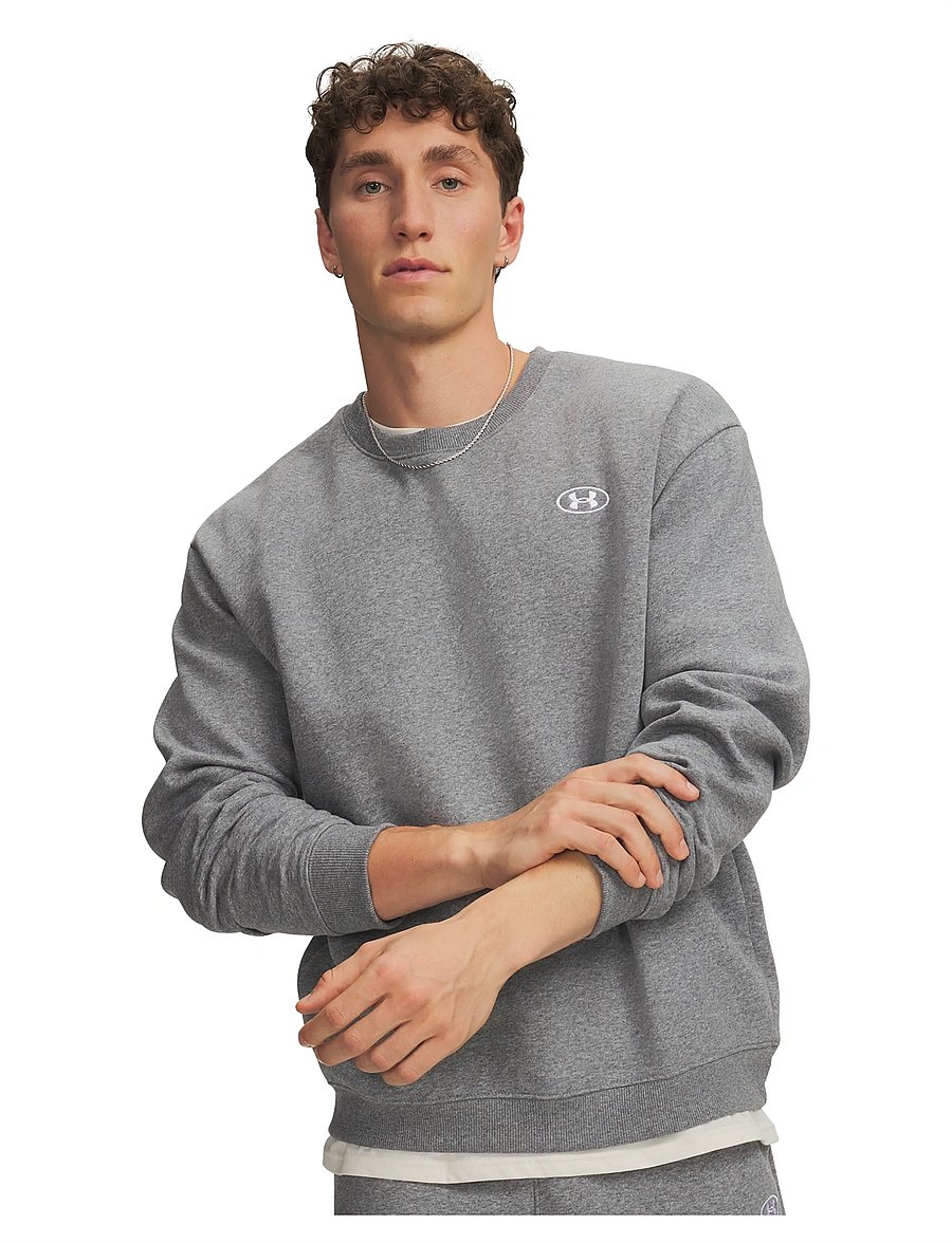 Under Armour - UA RIval Flc Crew - oberteile - castlerock light heather - 0