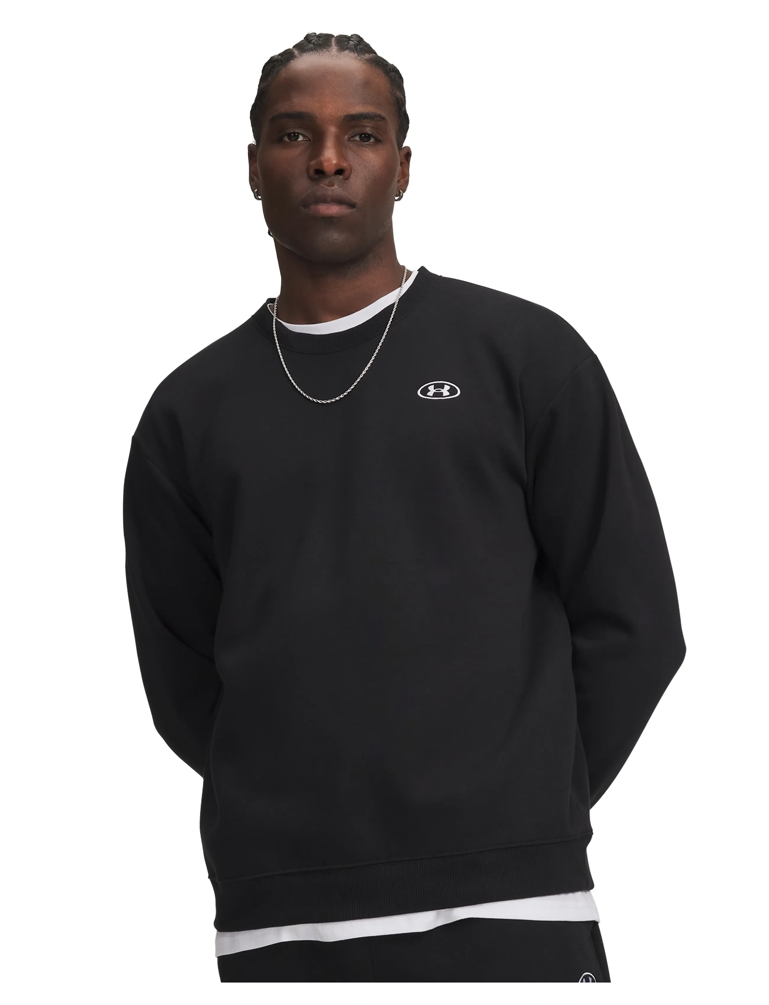 Under Armour UA RIval Flc Crew - Dressipluusid - BLACK / black