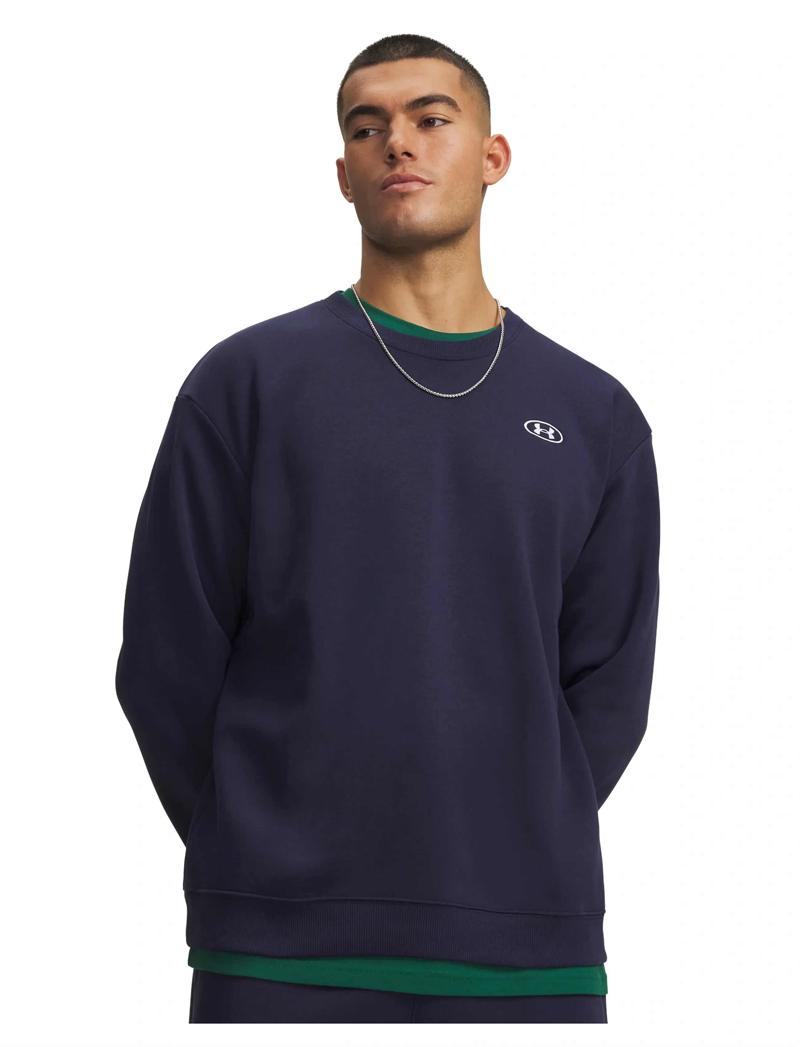 Under Armour UA RIval Flc Crew - Sweatshirts - MIDNIGHT NAVY / navy