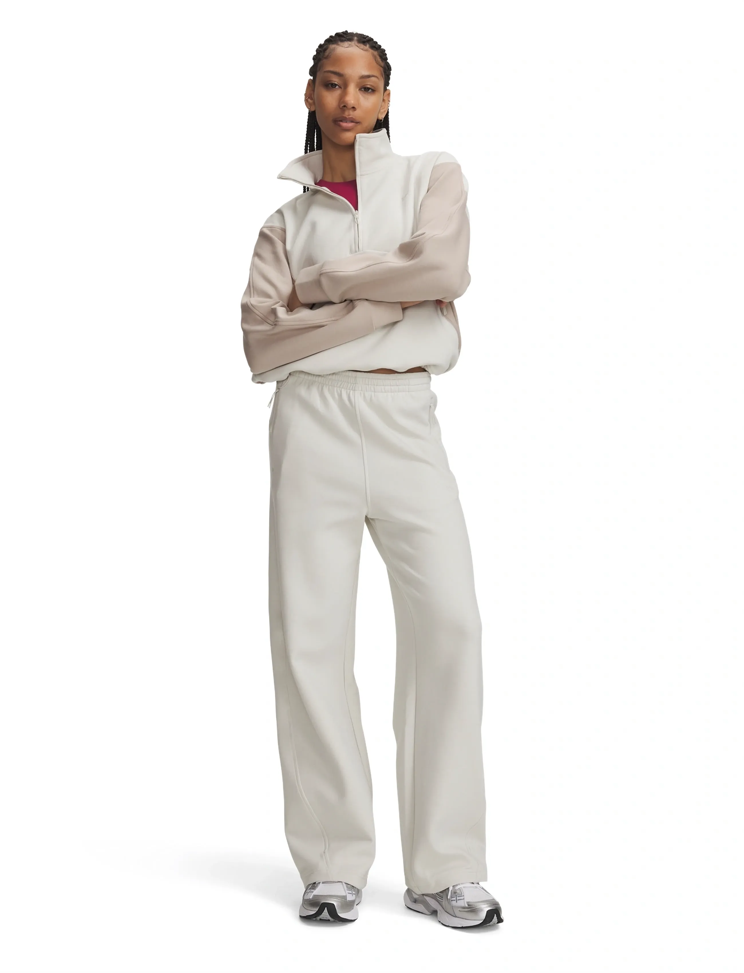 Under Armour - Unstoppable Flc Open Pant - träningsbyxor - summit white - 4