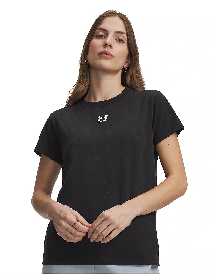Under Armour - Rival Cotton Wash SS - t-shirts - black - 0