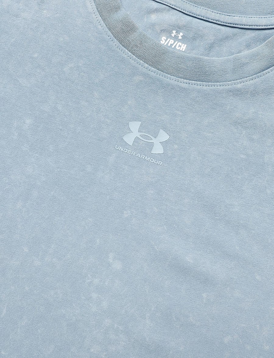 Under Armour - Rival Cotton Wash SS - t-shirts - blue wind - 5