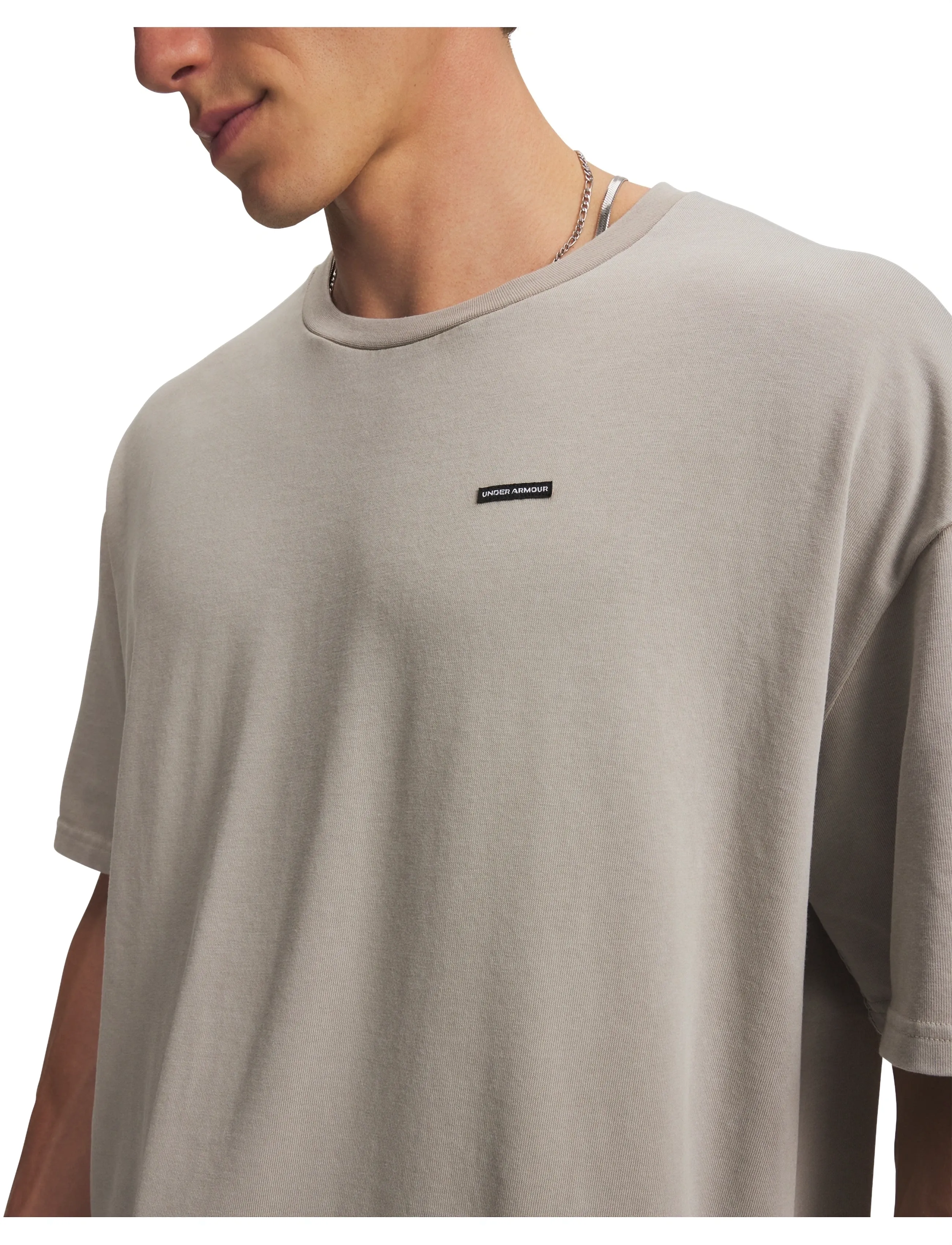 Under Armour - UA M HWT OS WASH SS - t-shirts - timberwolf taupe - 4
