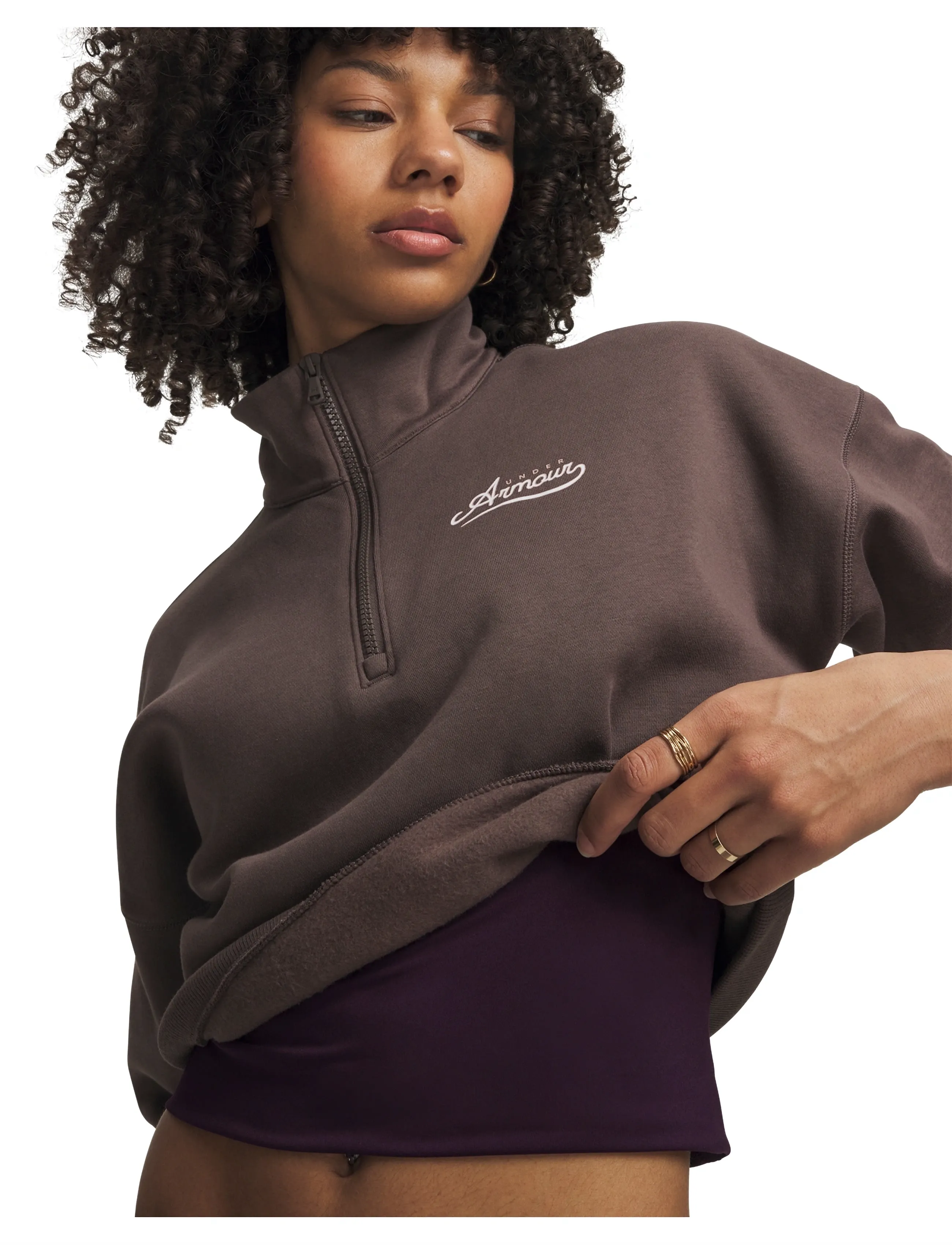 Under Armour - RIVAL FLEECE VARSITY HZ - dressipluusid ja pusad - peppercorn - 4