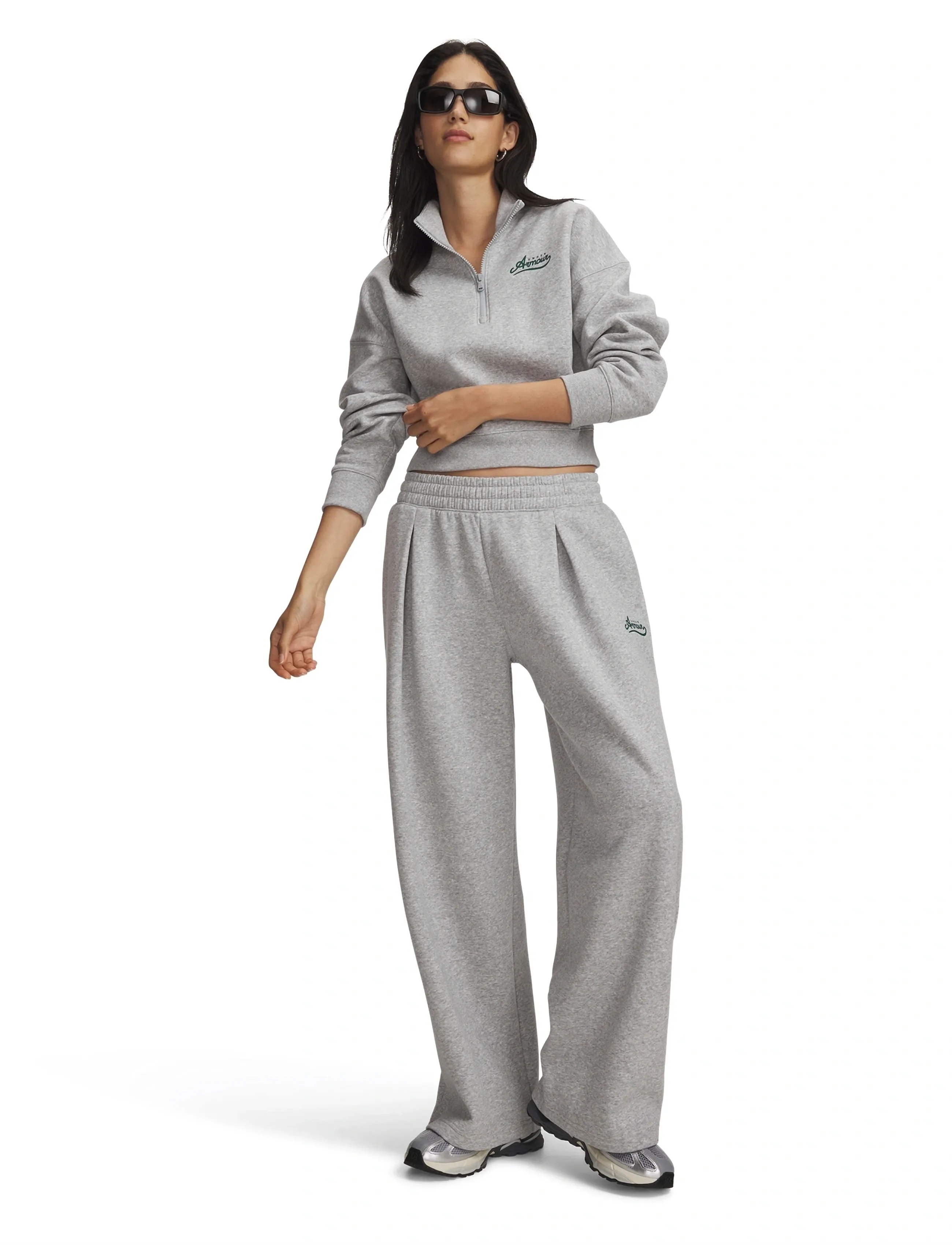 Under Armour - RIVAL PLEATED VARSITY PANT - trennipüksid - mod gray light heather - 4