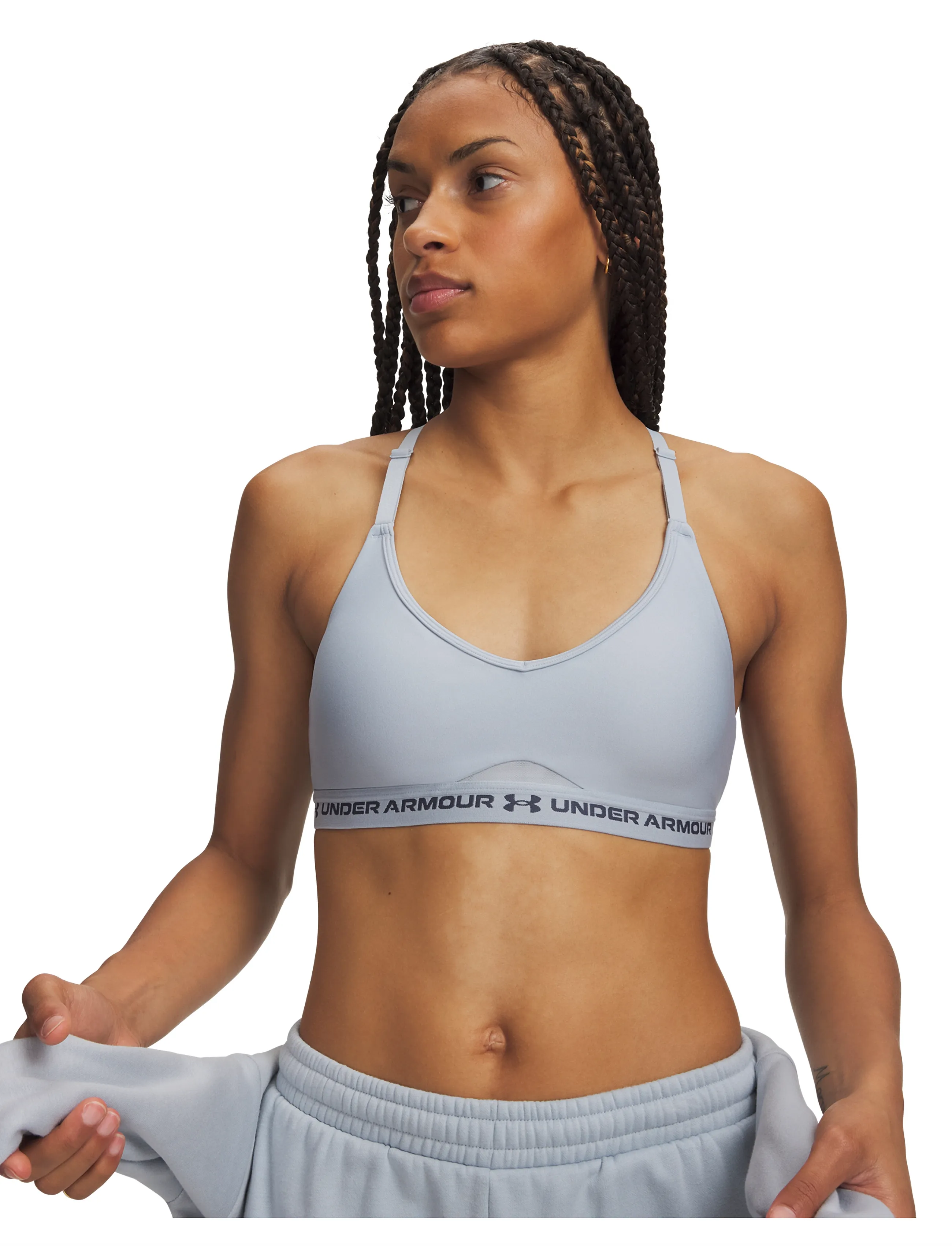 Under Armour Crossback Low Strappy, Kvinder, Krydsryg Sports-bh, Blå, Str: XS