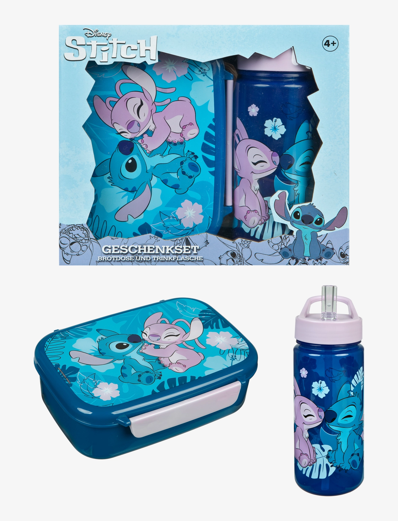 Lilo & Stitch Lunch Box And Water Bottle Set, Madkasse, Blå, Str: ONE SIZE