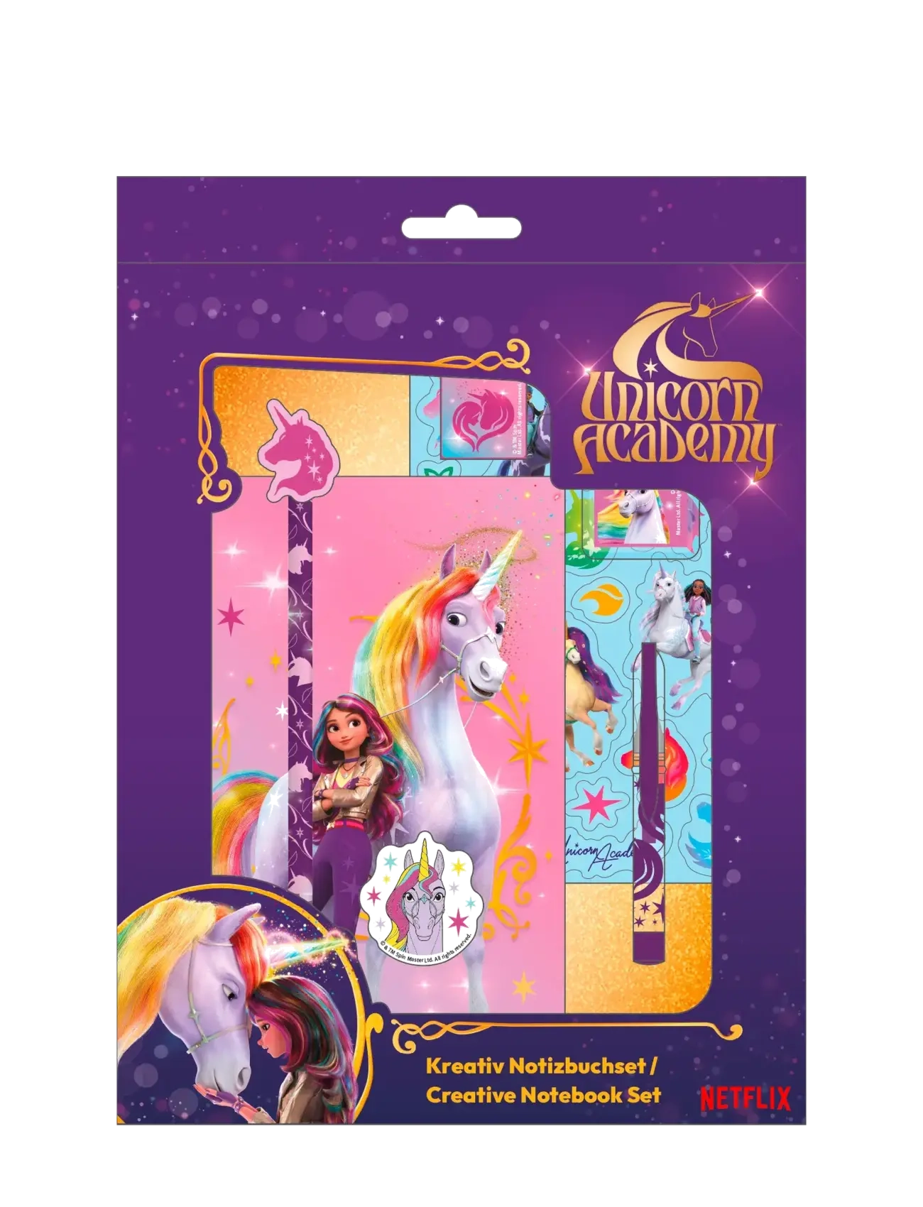 Unicorn Academy Creative Notebook Set, Børn, Kalender og notesbog, Multi/mønstret, Str: ONE SIZE