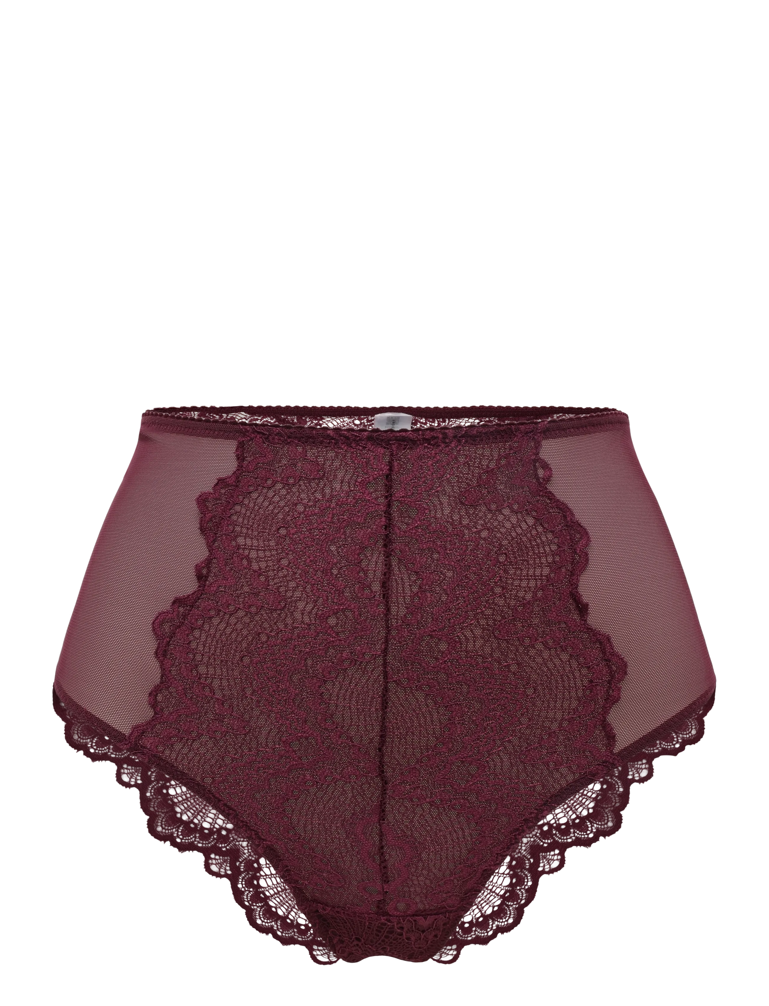 Understatement Underwear Lace Mesh Highwaist Briefs - Underkläder - CHERRY / burgundy
