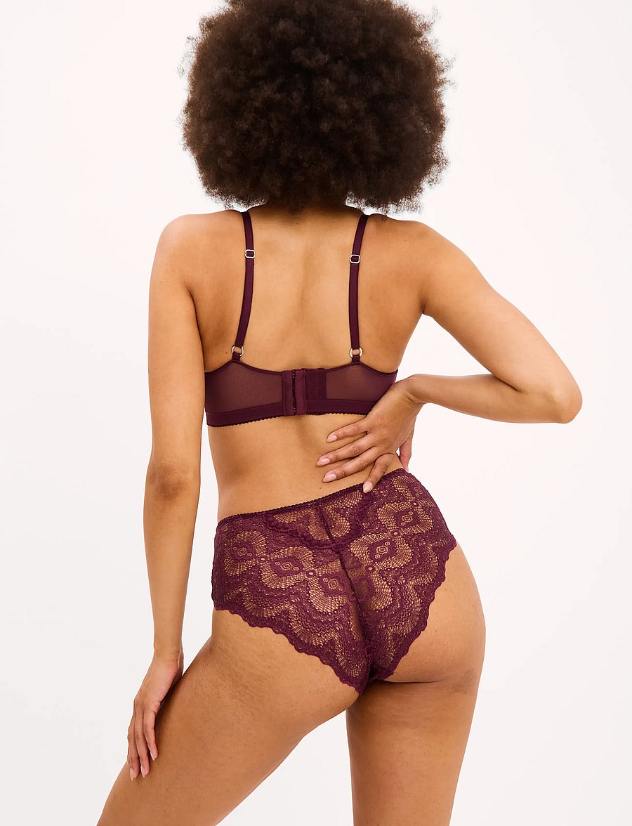 Understatement Underwear - Lace Mesh Highwaist Briefs - midi & maxi slips - cherry - 4