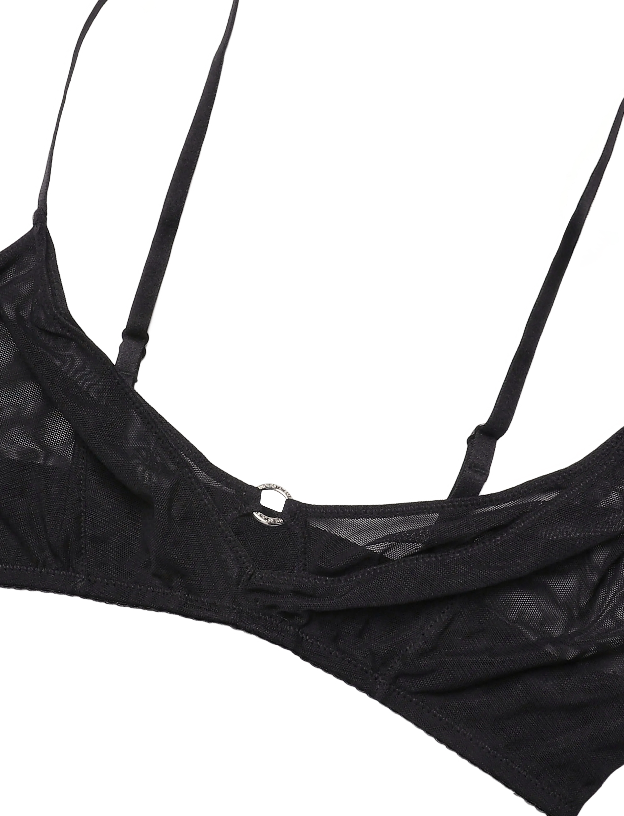 Understatement Underwear - Mesh Double Triangle Bralette - bralette - black - 2