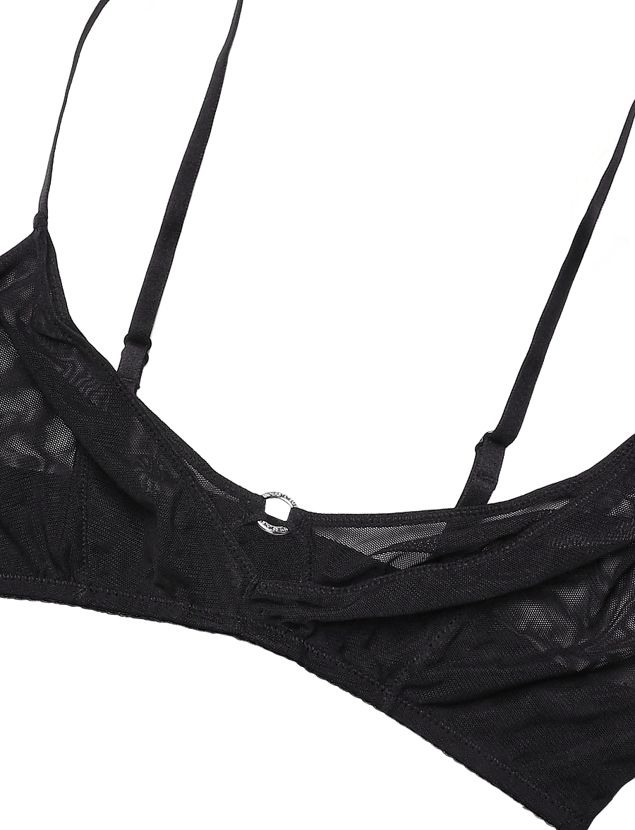 Understatement Underwear - Mesh Double Triangle Bralette - bralette - black - 2
