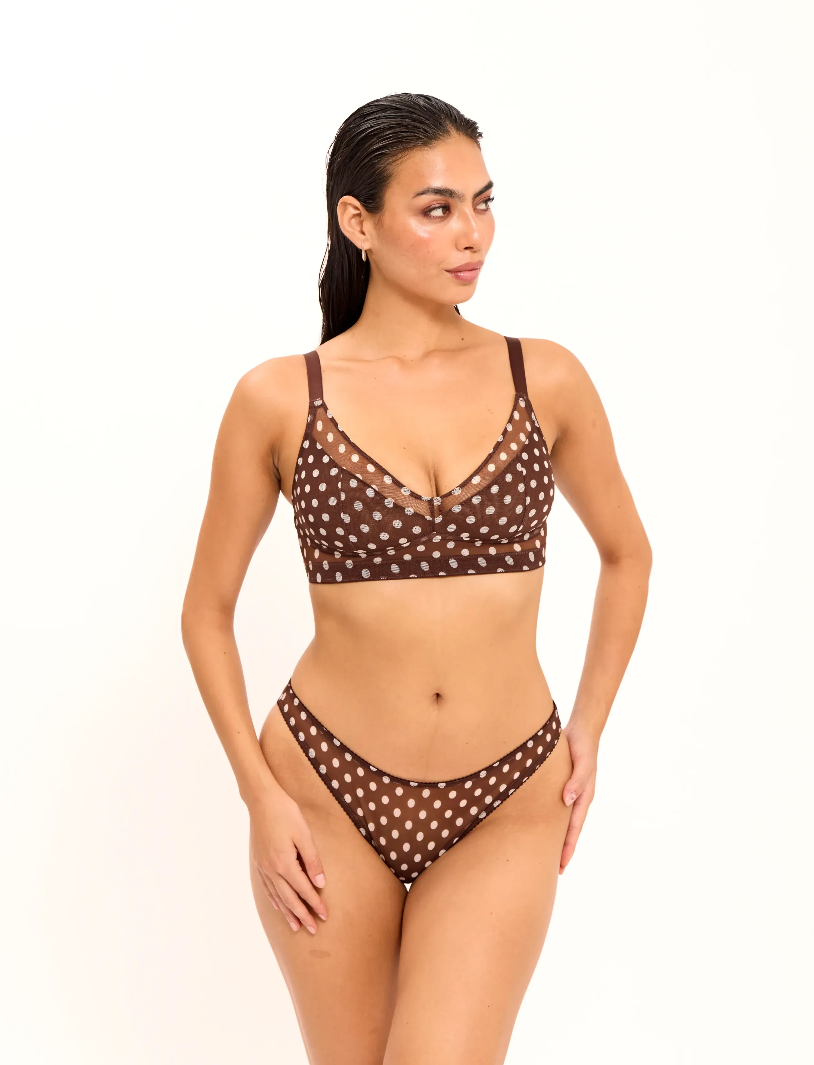 Understatement Underwear - Mesh Support Bra - bralette - brown dot - 3